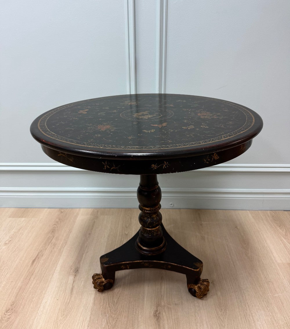 Antique Black Chinoiserie 29" Side Table|3677