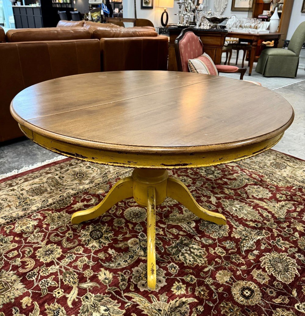 Distressed Yellow 46" Round Table (with 15" Integral Leaf)|3697