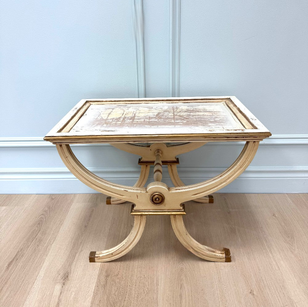 Vintage Regency Distressed Side Table (24-1/2" x 16" x 19")|3703