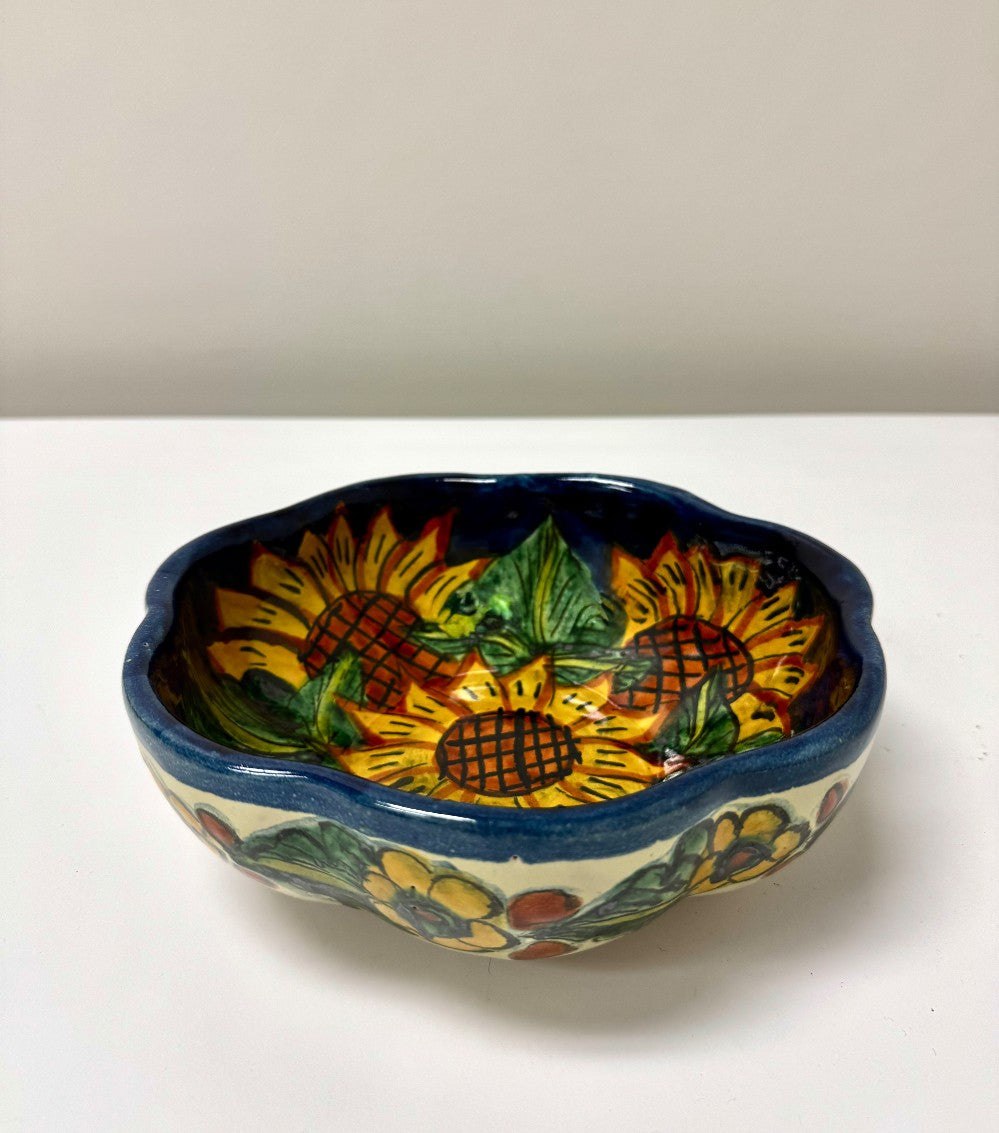 Vintage Talavera Hand-painted Sunflower Bowl|5588