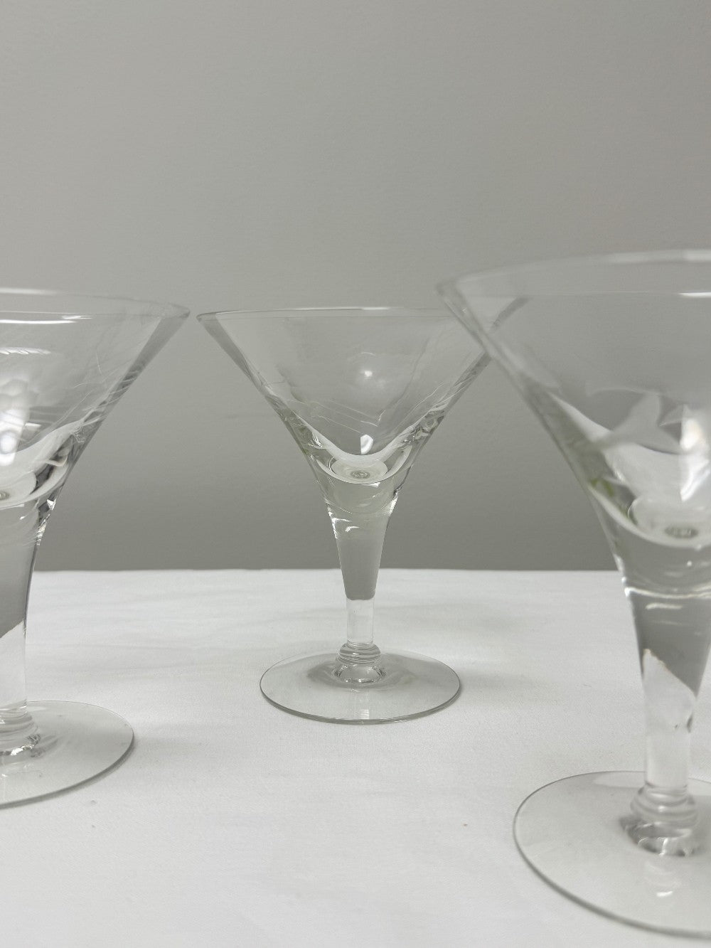 Vintage Etched Glass Martini Glasses Set of 3|3048