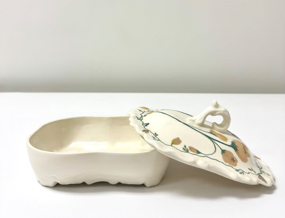 Hand-painted Floral Covered Dish|7243