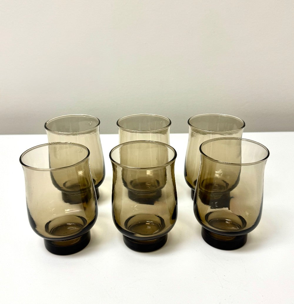 Vintage Tawny Smoke Juice Glasses Set of 6|5919