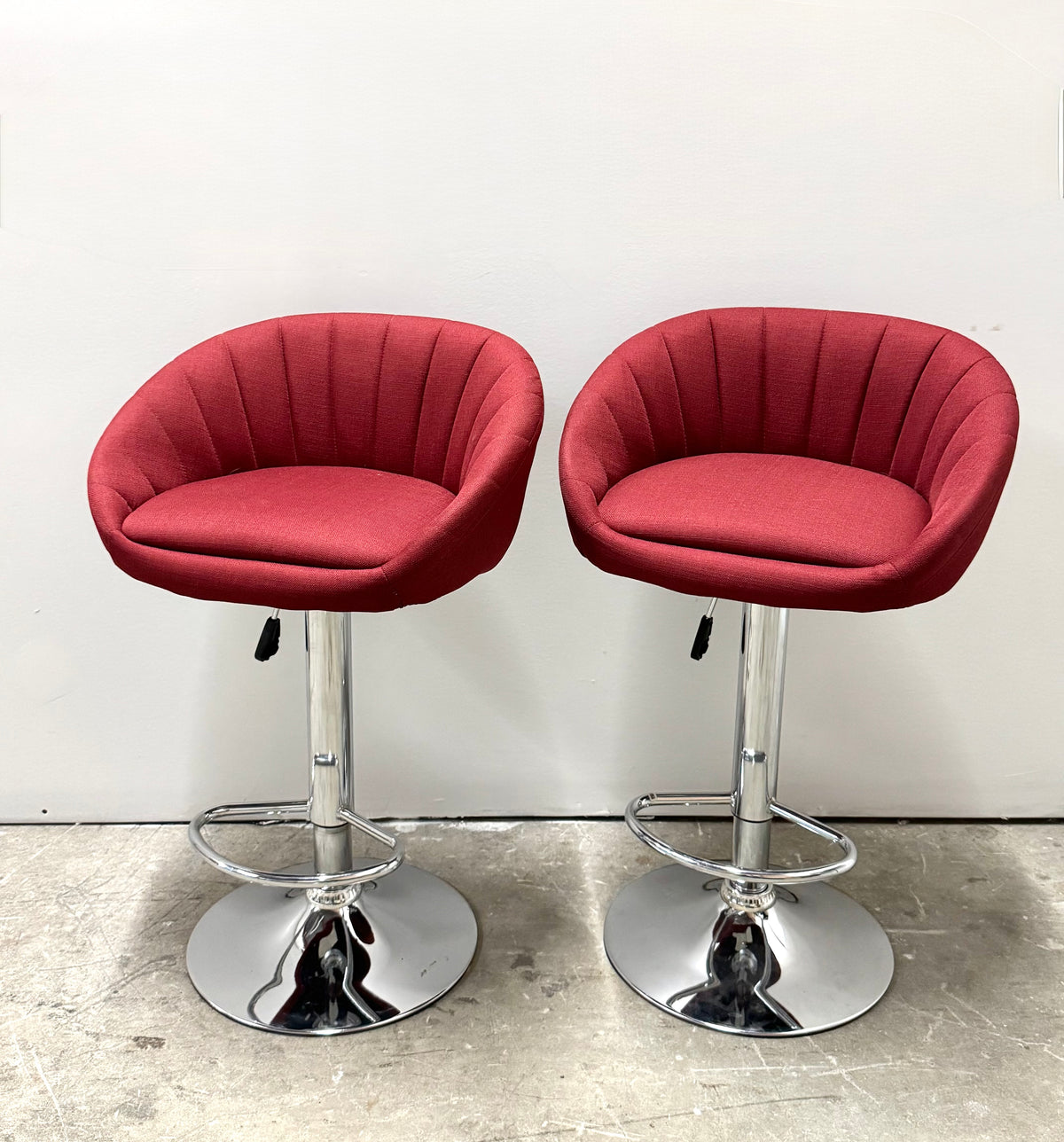 Maroon Channel-back Adjustable Stools Set of 2
