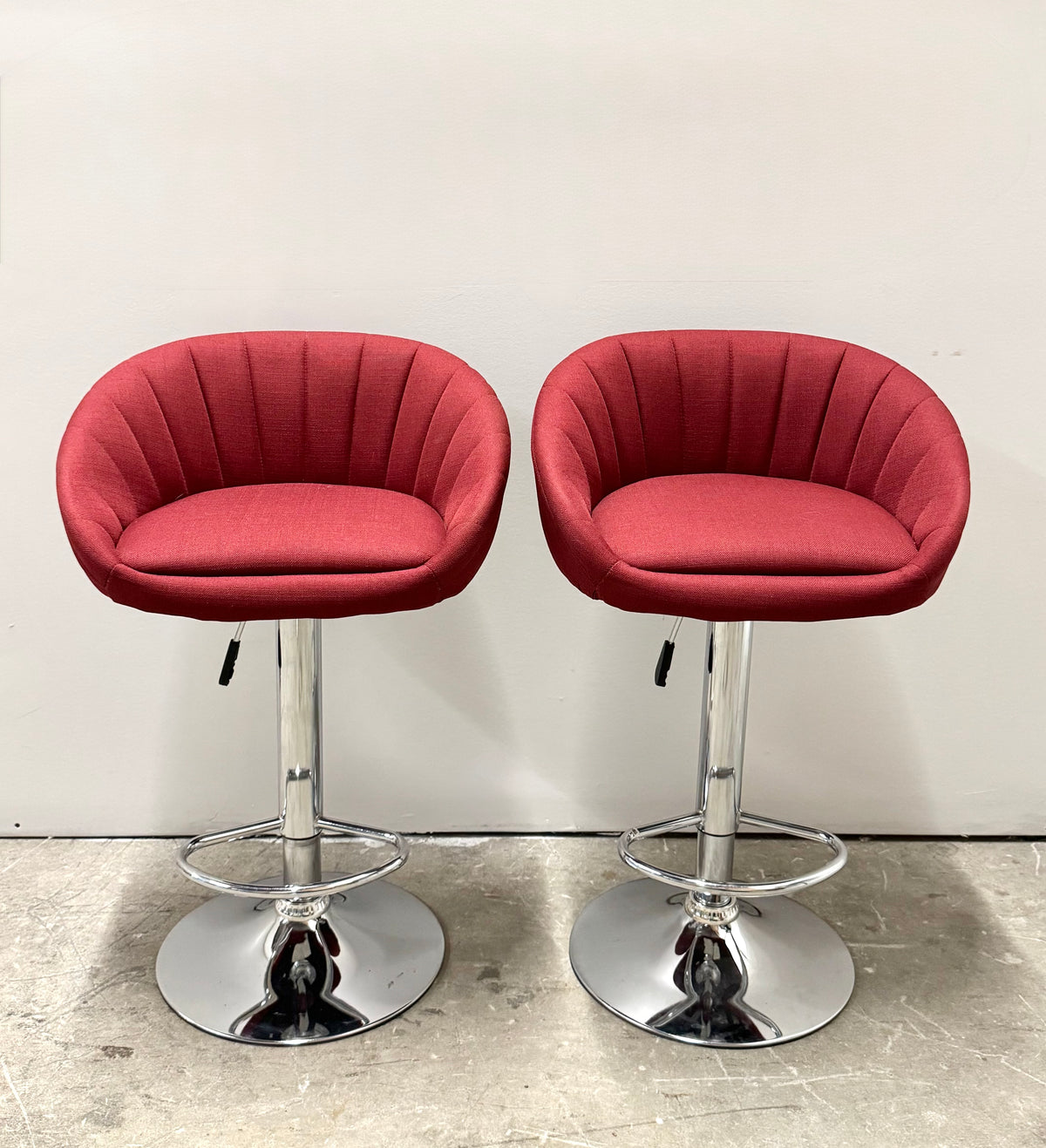 Maroon Channel-back Adjustable Stools Set of 2