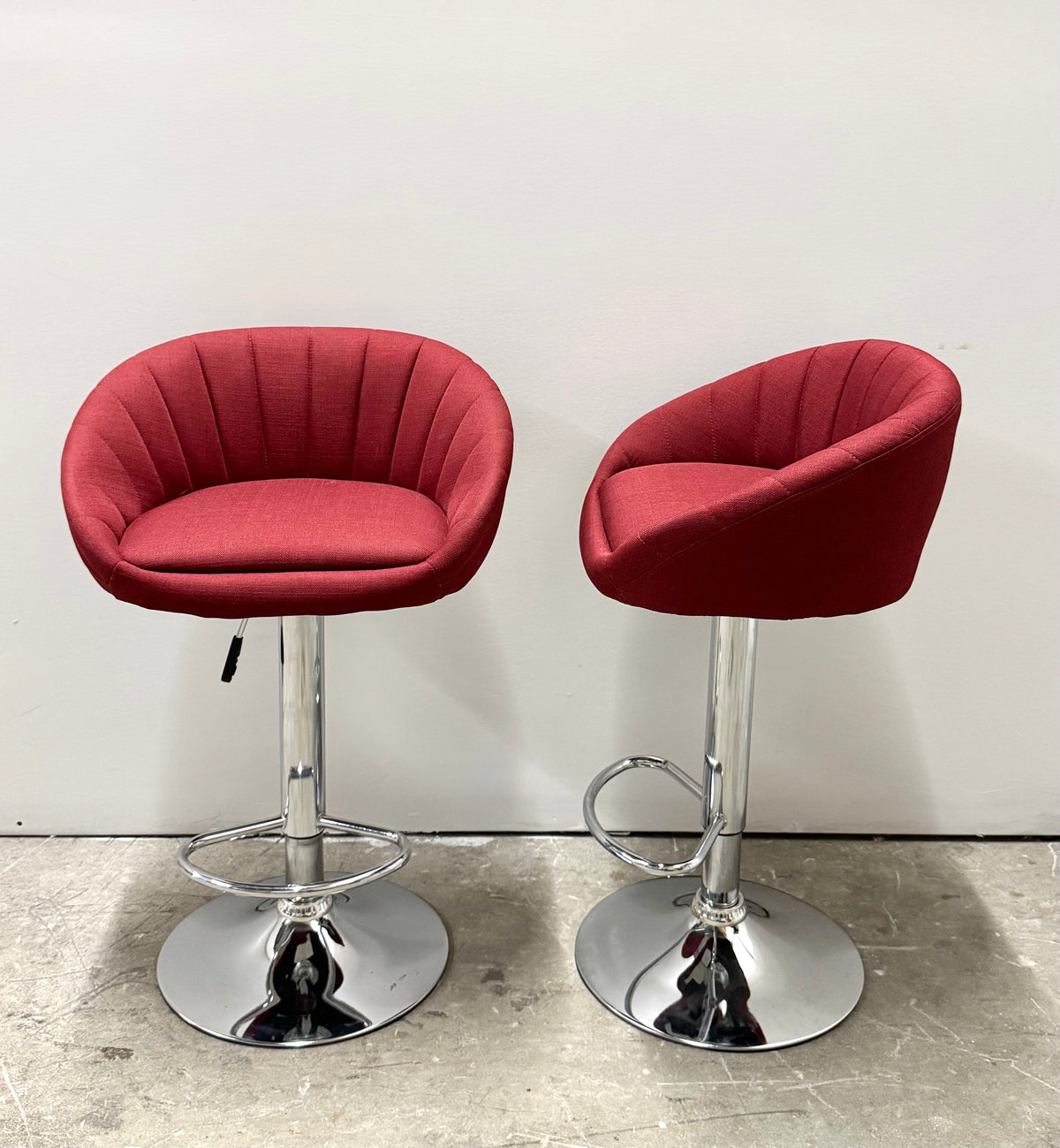Maroon Channel-back Adjustable Stools Set of 2