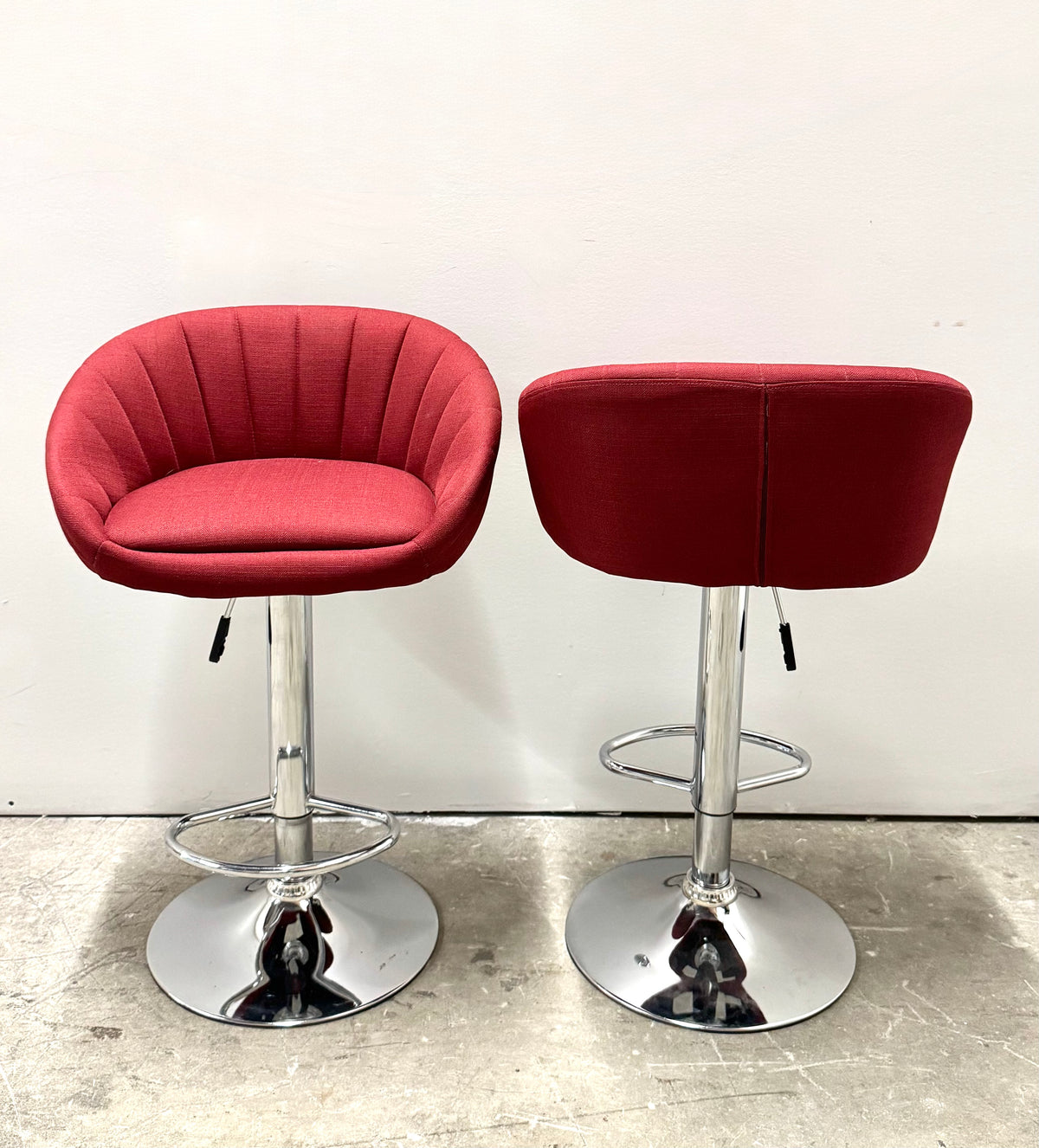 Maroon Channel-back Adjustable Stools Set of 2