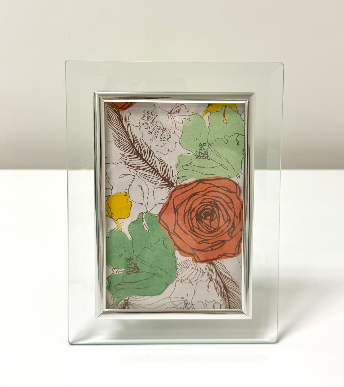 Beveled Glass & Chrome Picture Frame