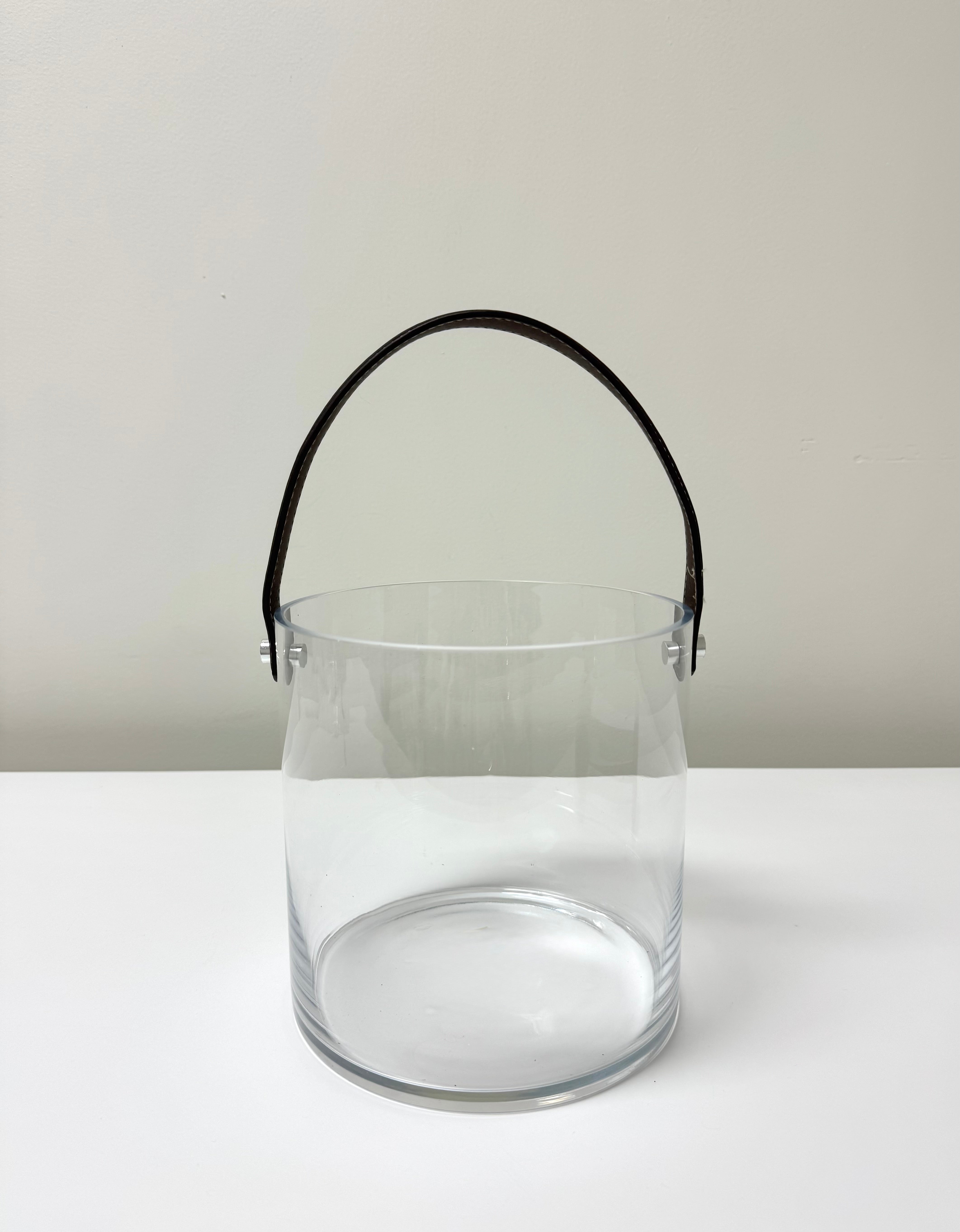 Glass Bucket with Leather Handle