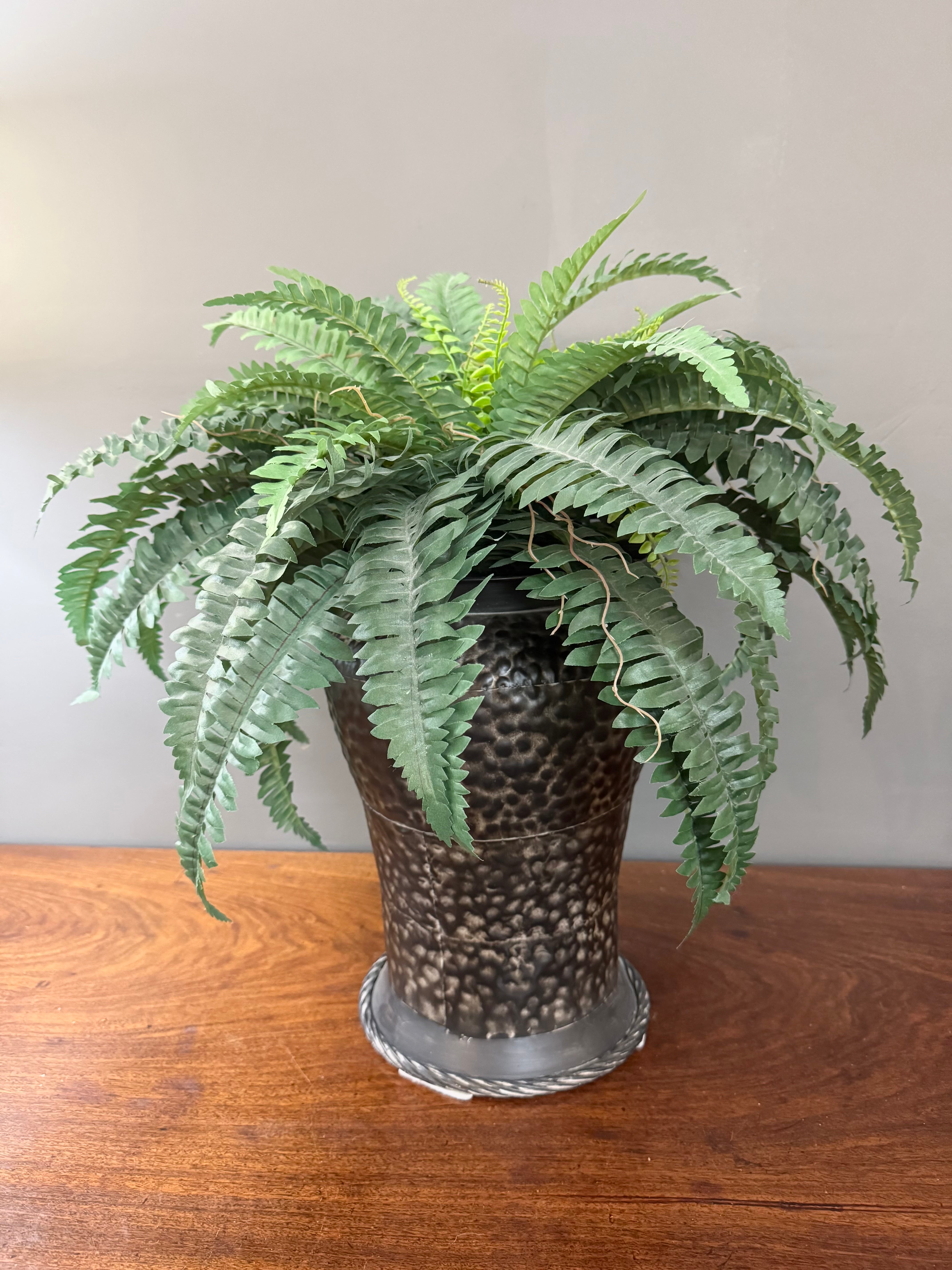 Faux Fern in Metal Urn