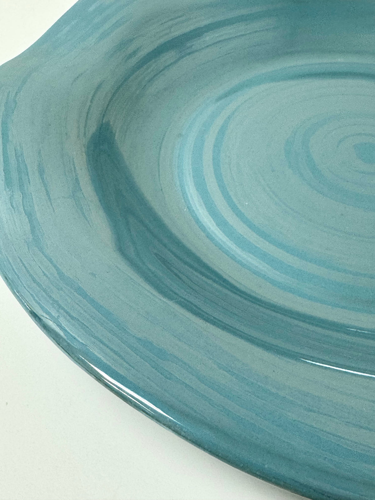 Blue Swirl Glass Ruffle Bowl