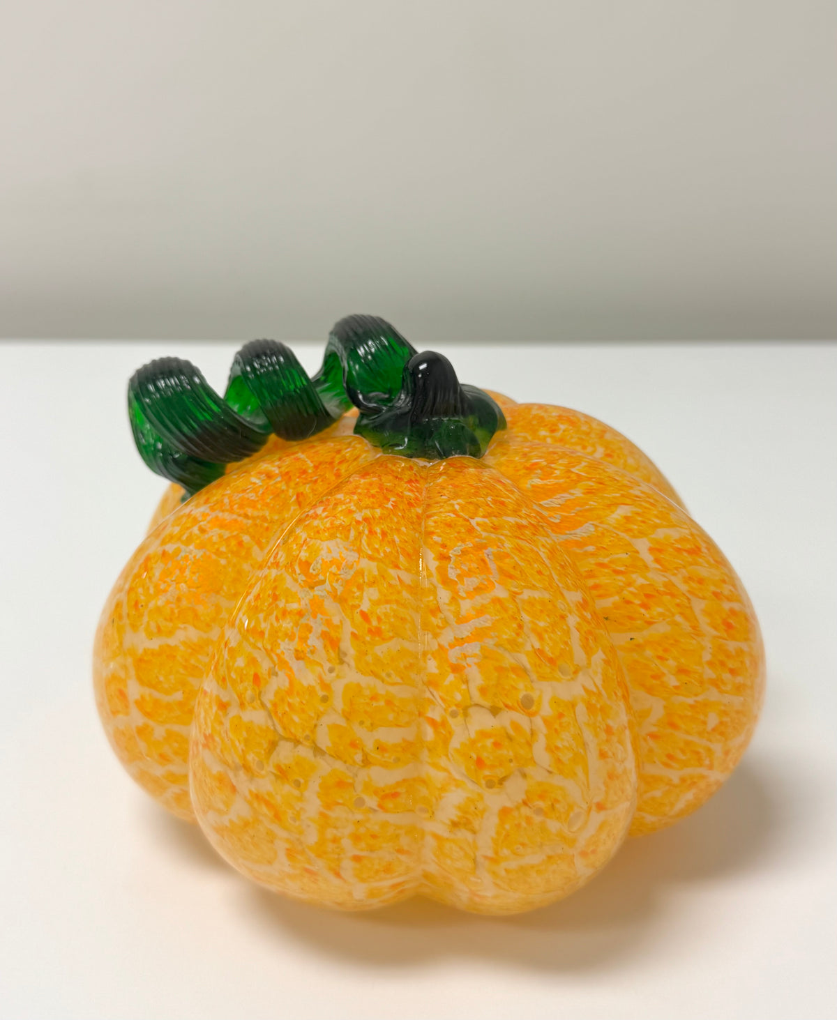 Light Orange Mottled Art Glass Pumpkin
