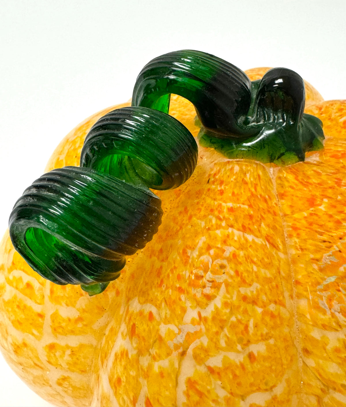 Light Orange Mottled Art Glass Pumpkin