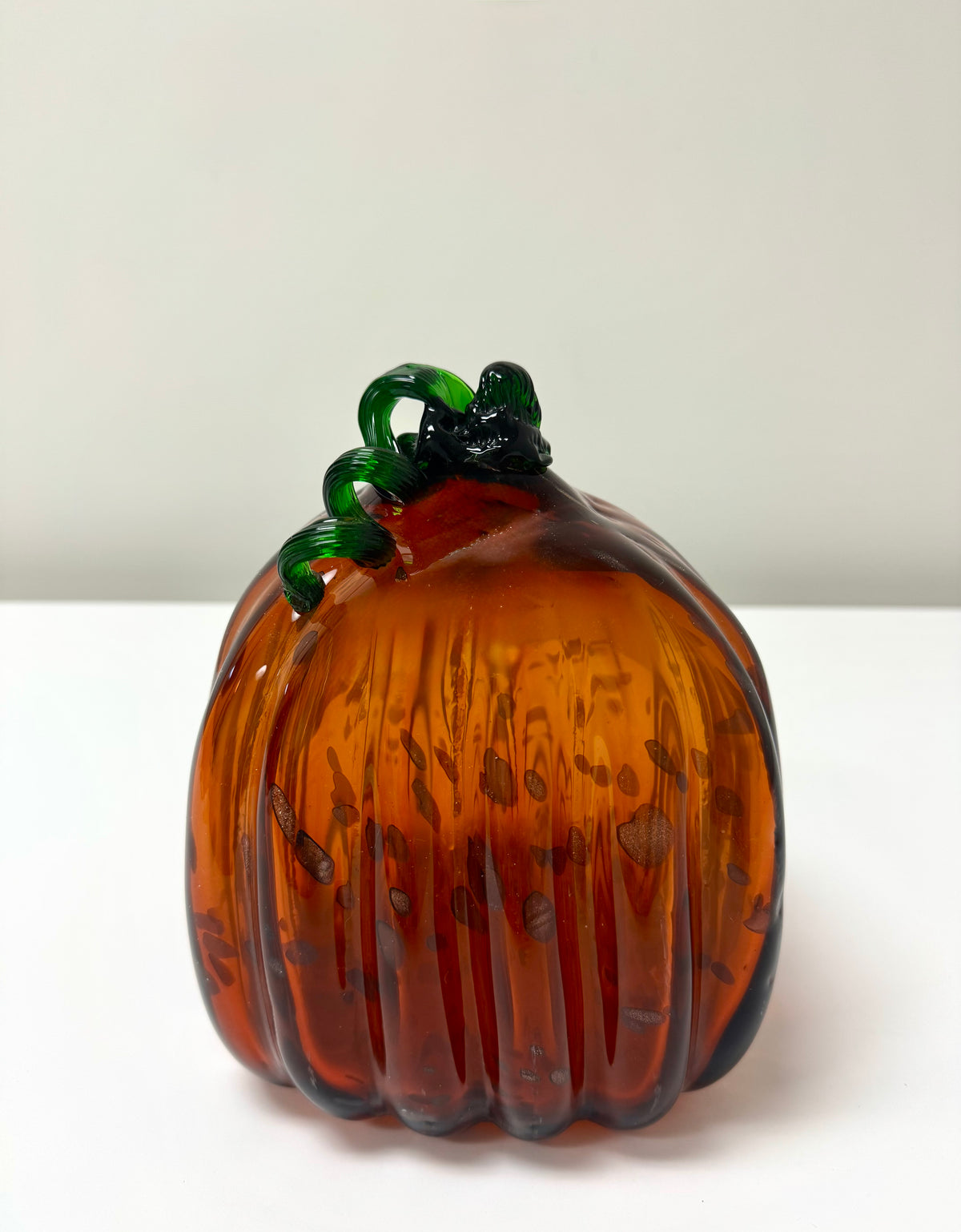 Dark Orange Square Art Glass Pumpkin
