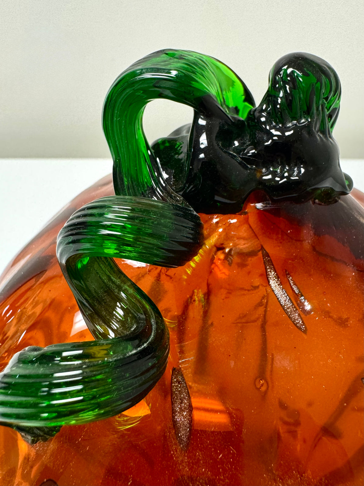 Dark Orange Square Art Glass Pumpkin