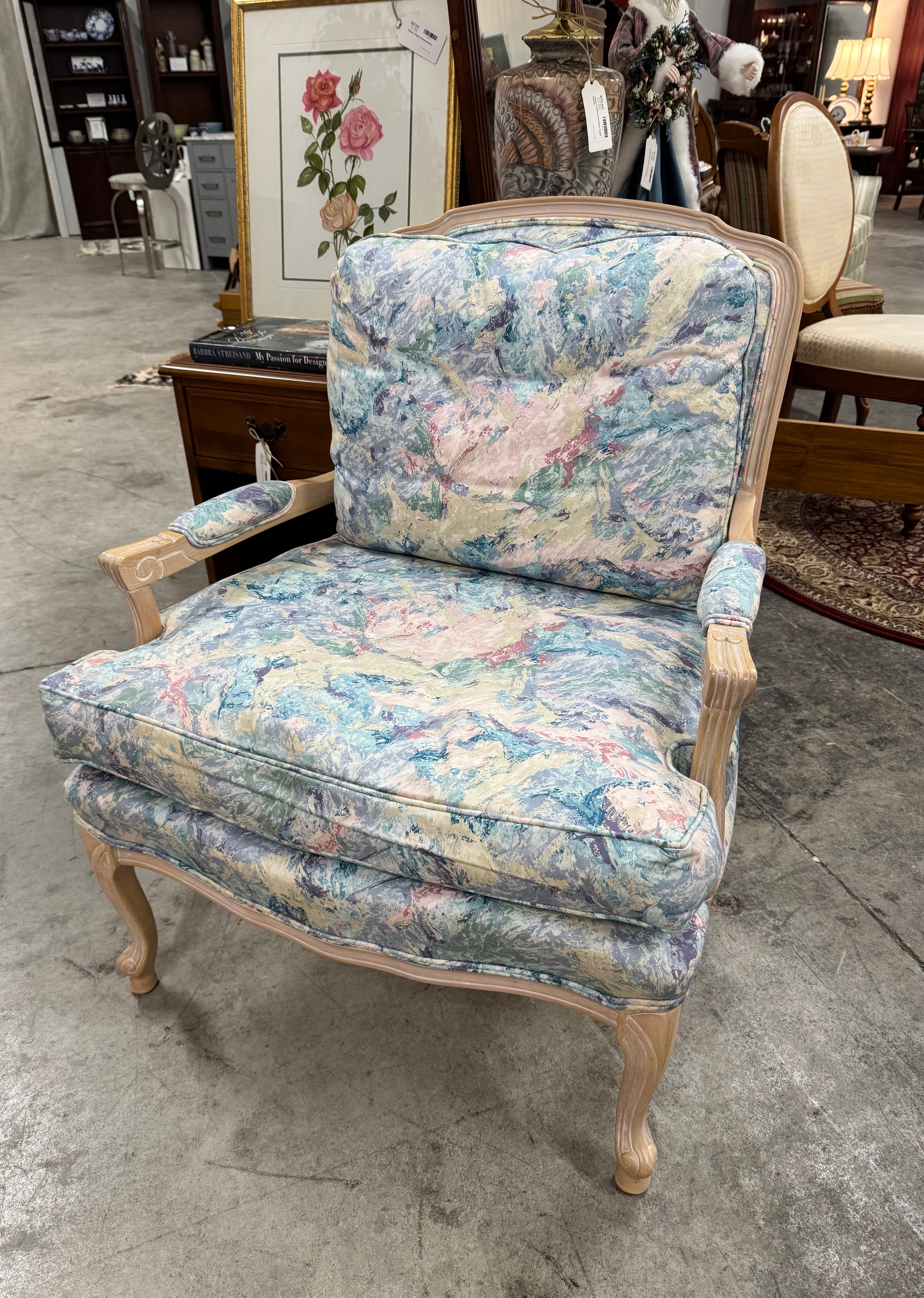 White-washed Pastel Bergere Chair