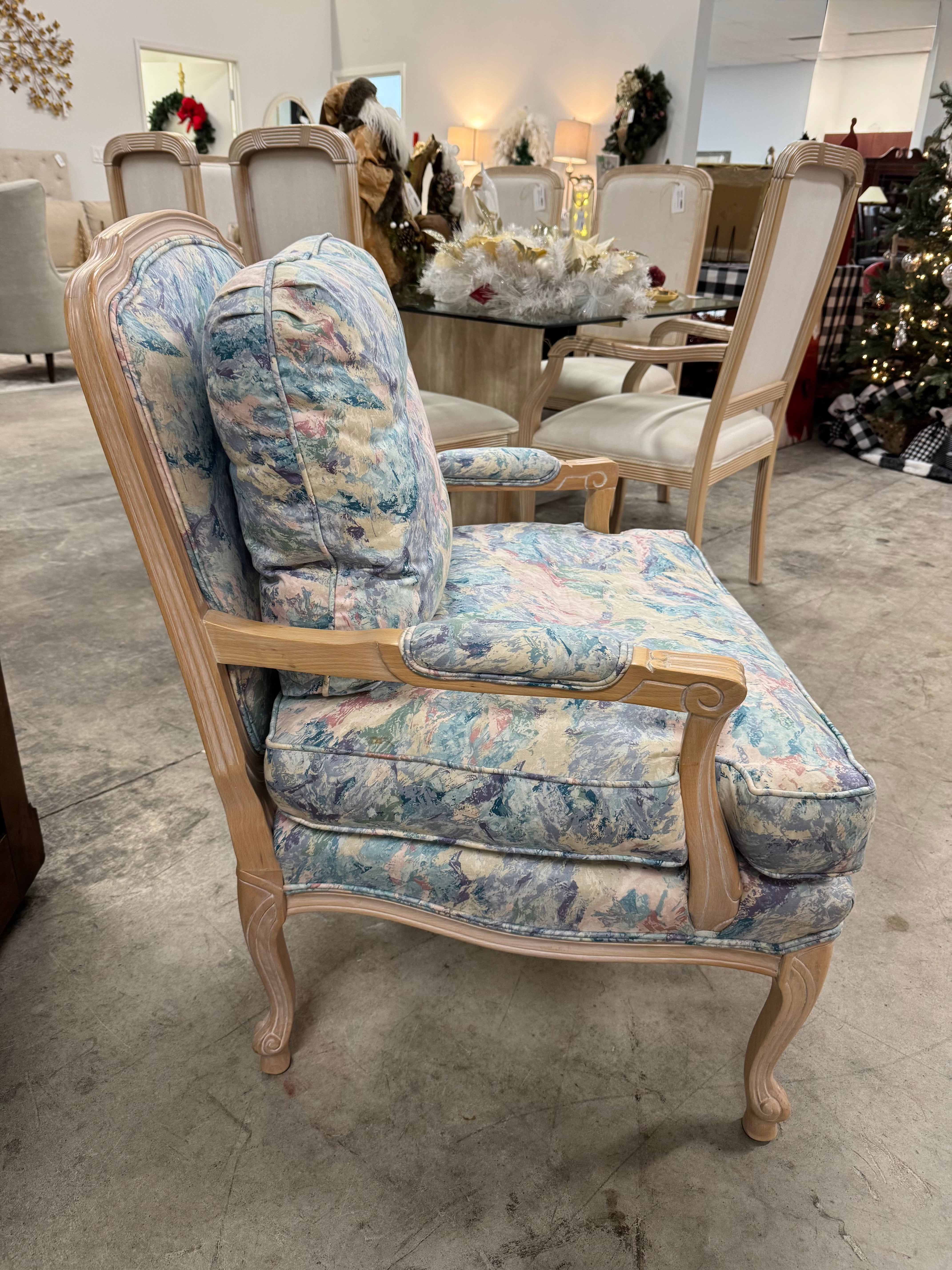 White-washed Pastel Bergere Chair