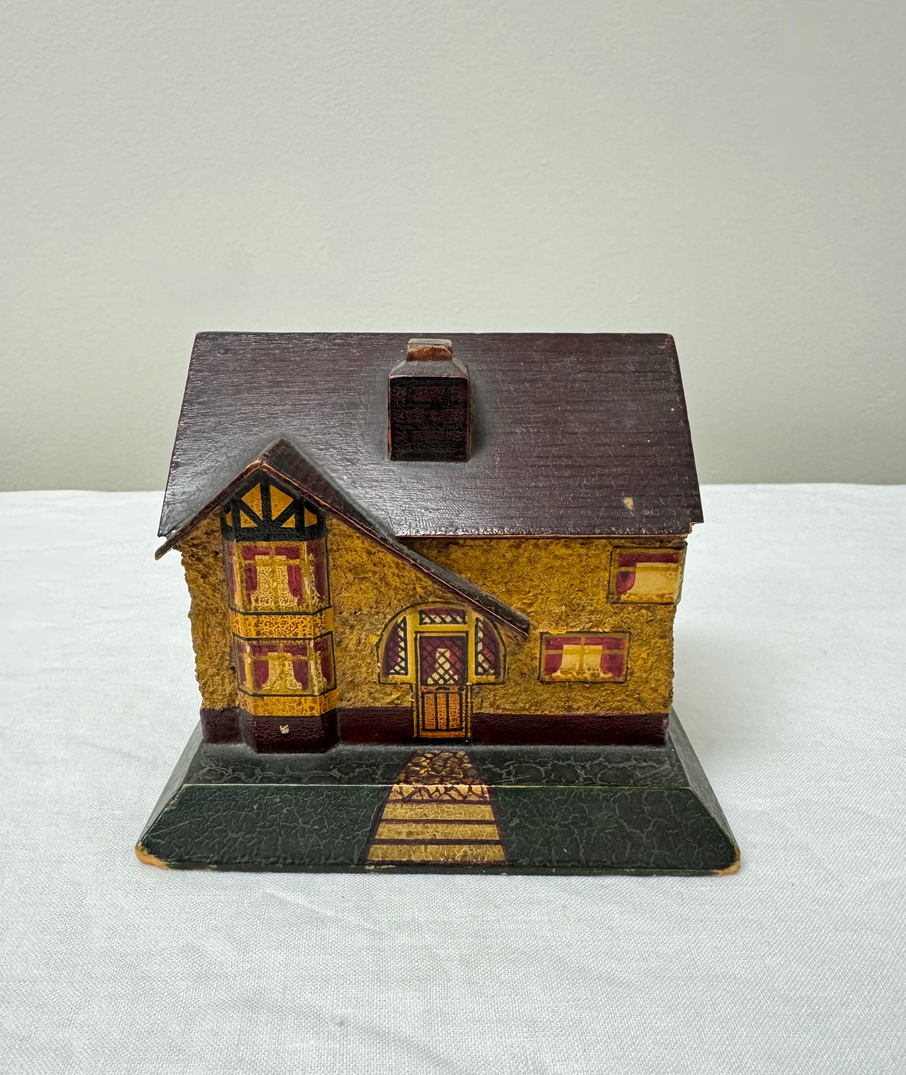 Antique Hand-carved Wood English Bank