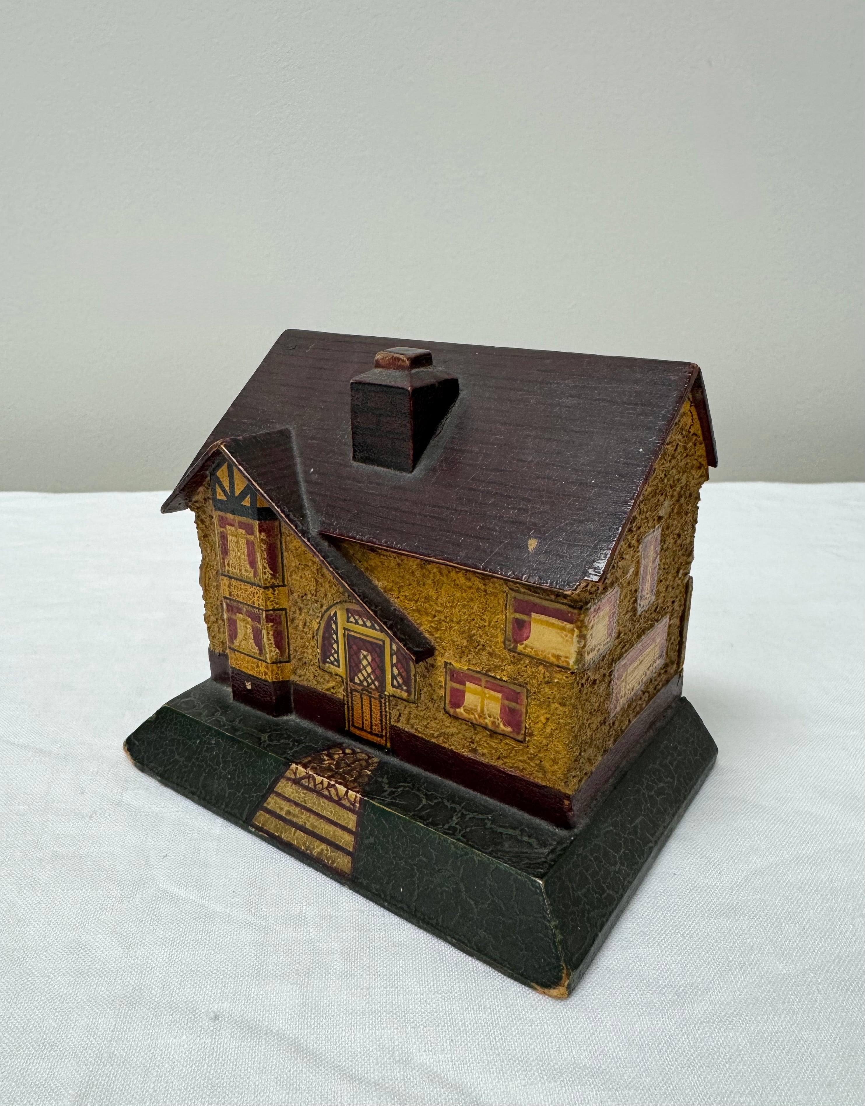 Antique Hand-carved Wood English Bank