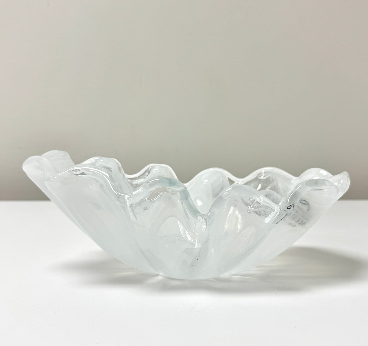 MURANO White Glass Ruffle Bowl