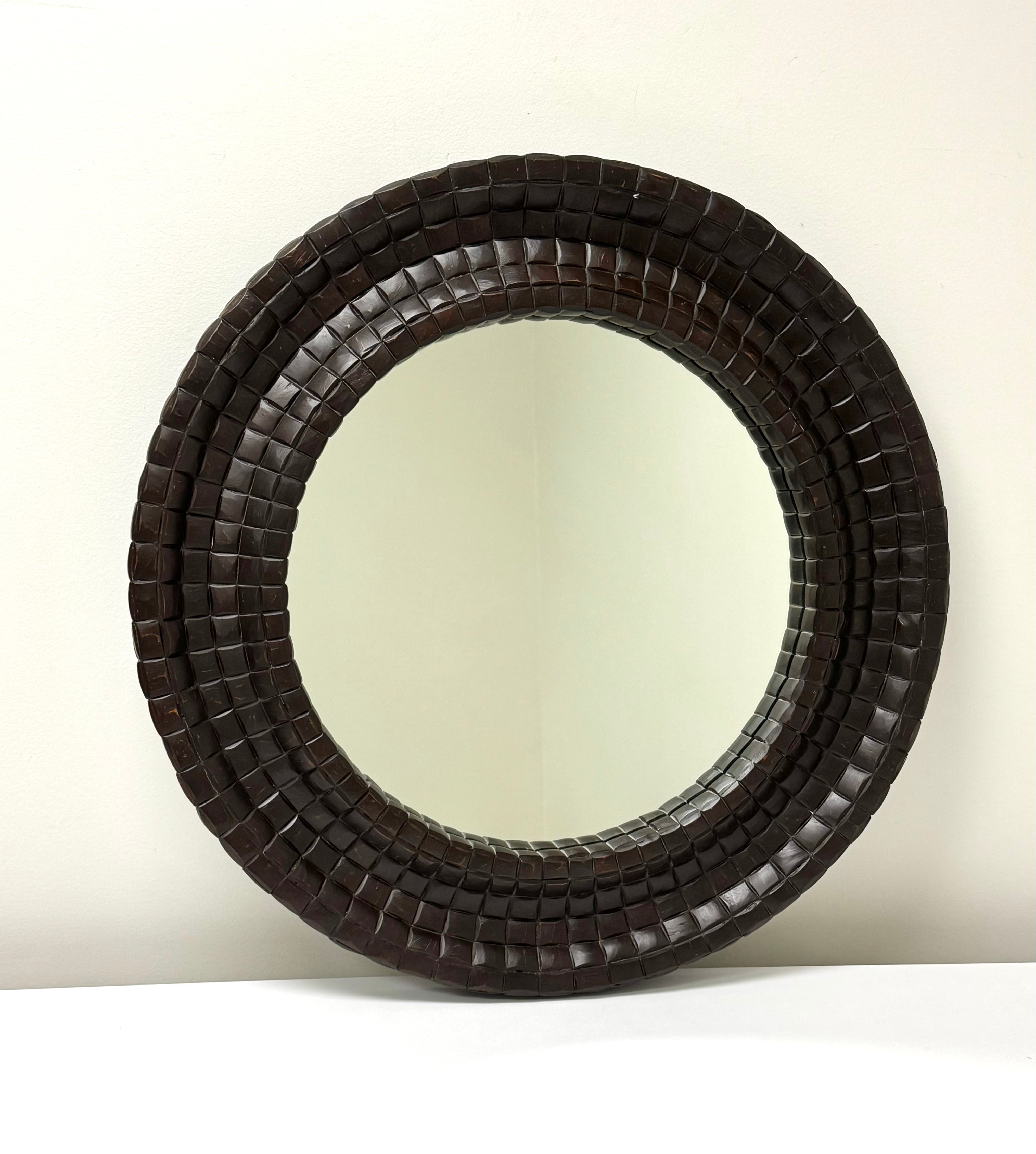 Brown Wood Checkerboard 30" Mirror