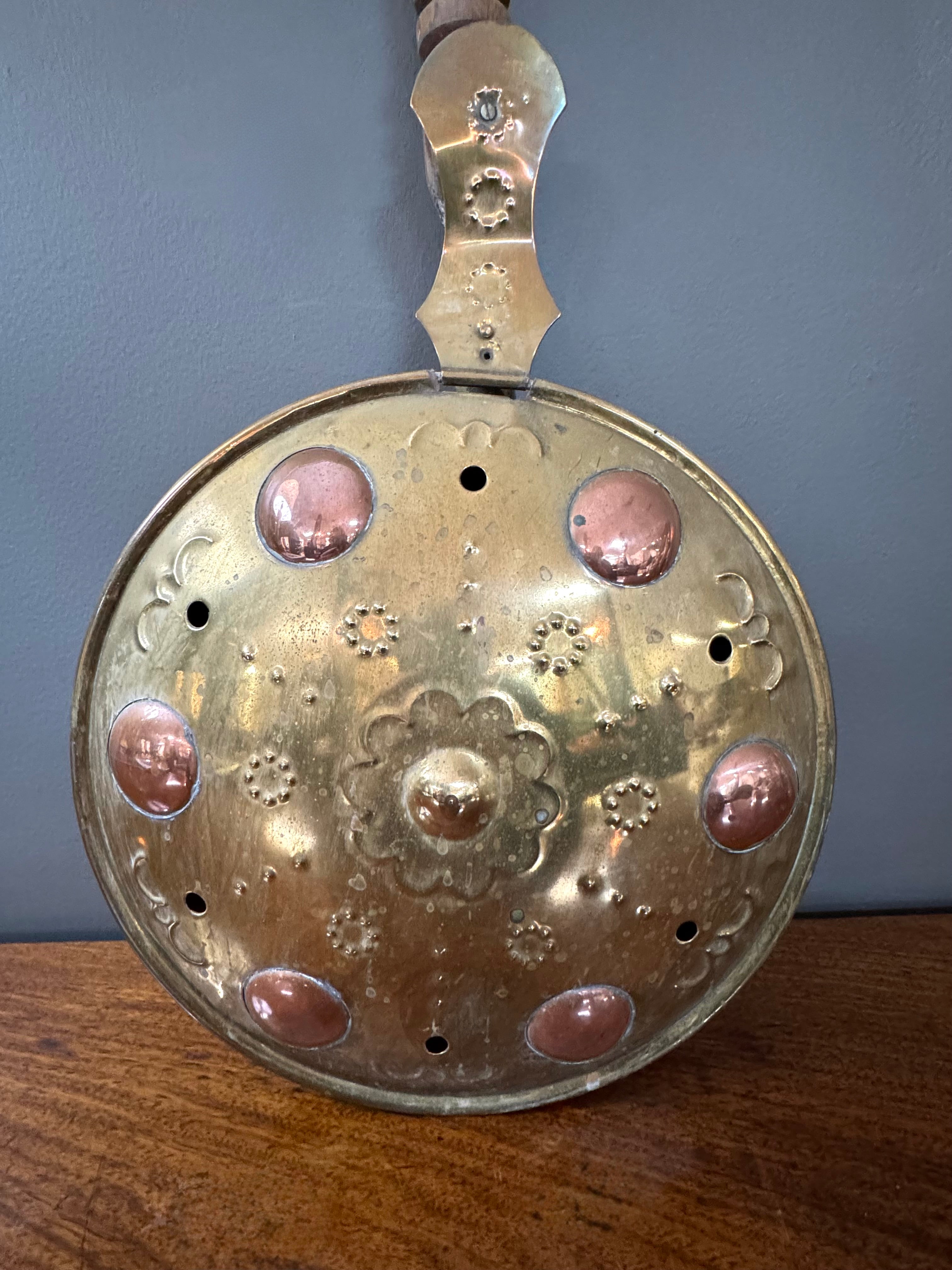 Antique Brass and Copper Bed Warmer