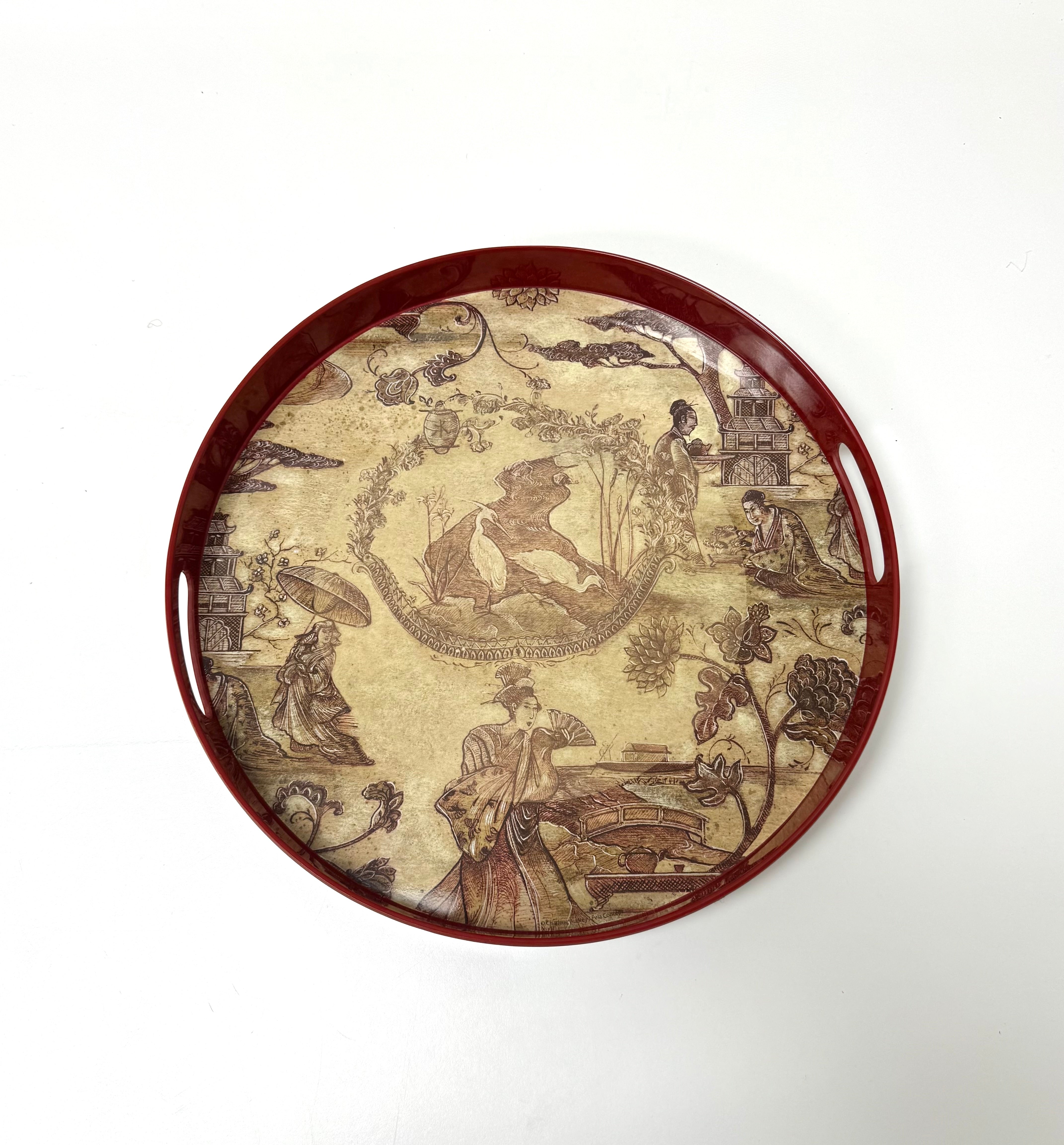 Red Chinoiserie Tray
