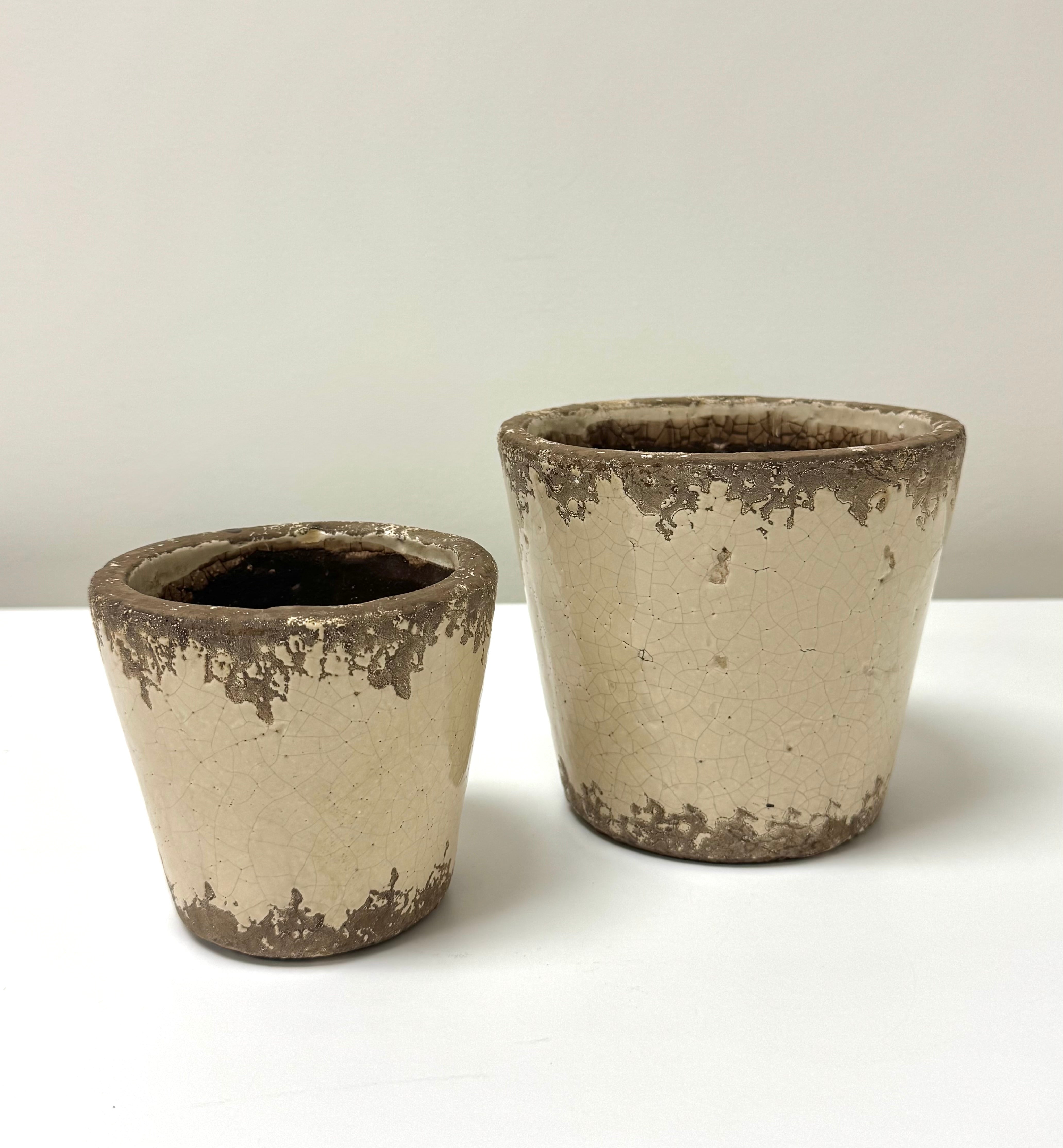 Distressed Clay Pots Set of 2