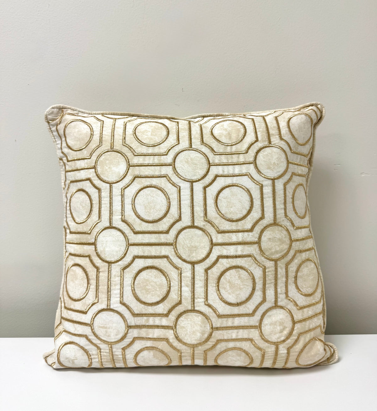 Cream & Metallic Gold Geometric 16" Pillow