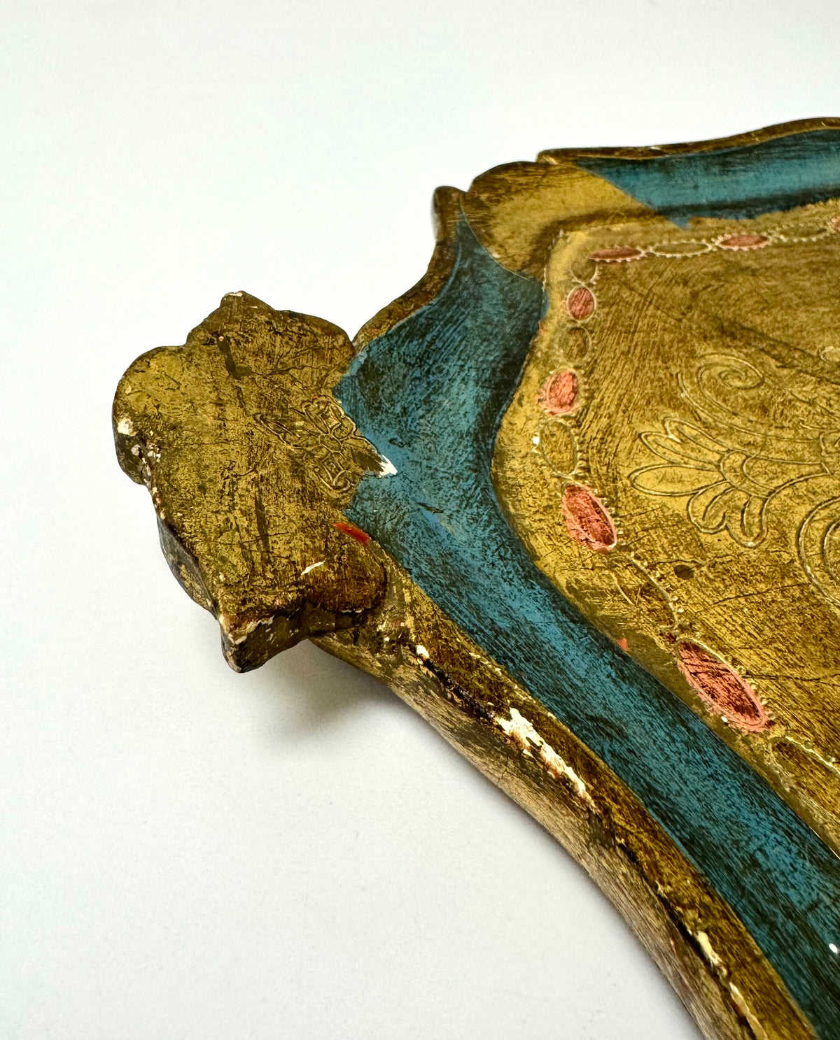 Vintage Florentine Gold & Teal Tray