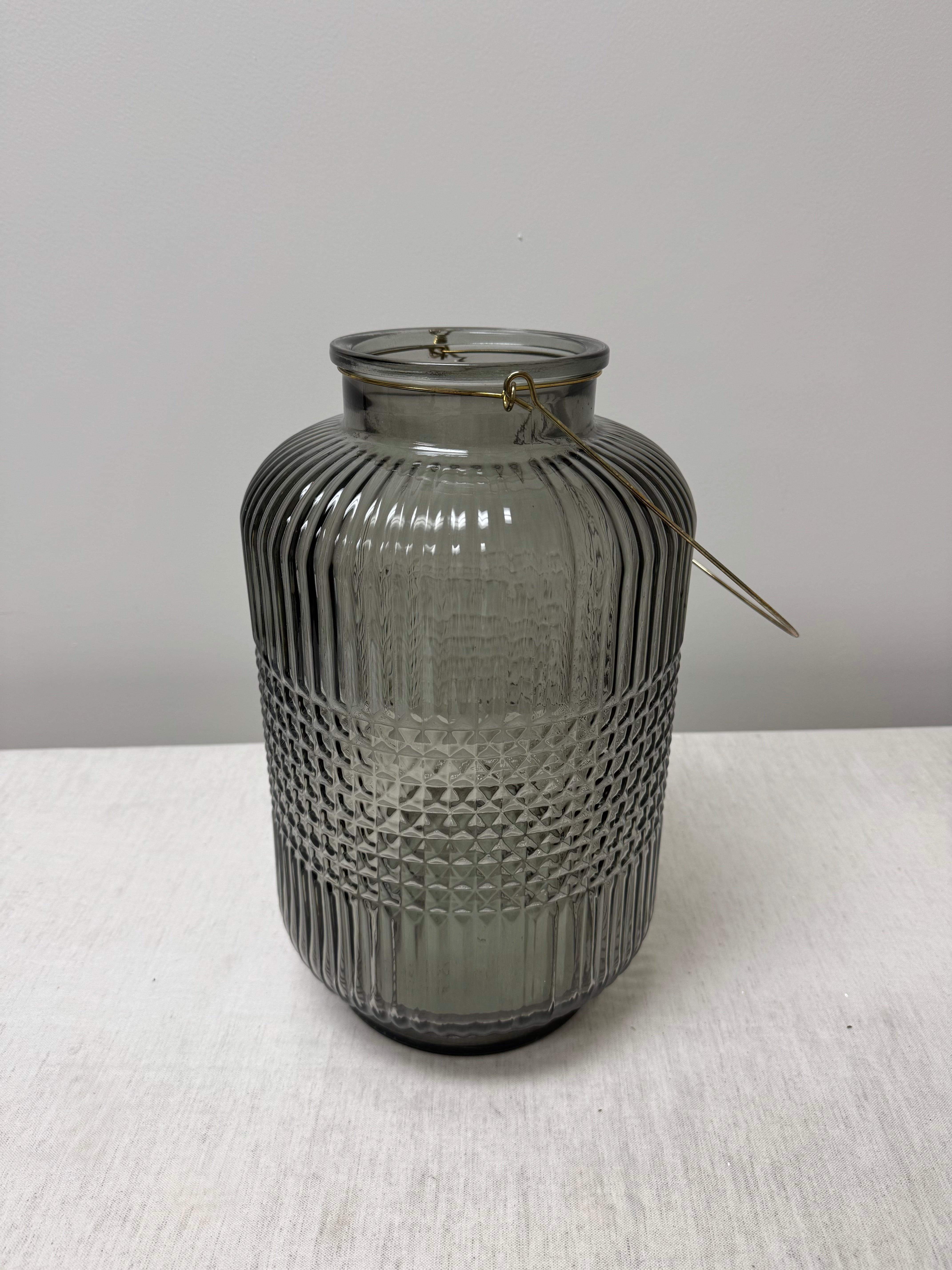 Smoke Gray Glass 15" Lantern