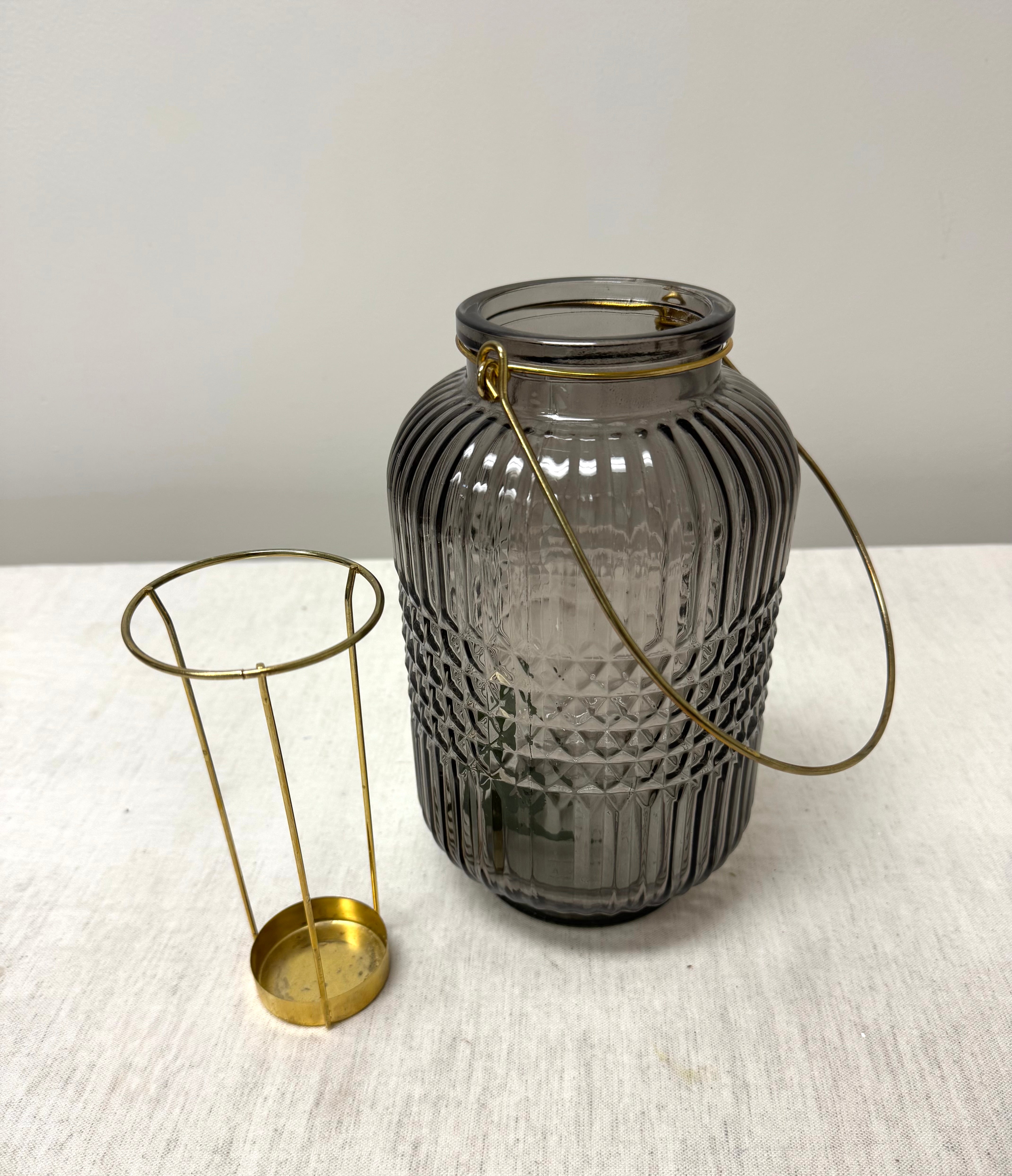 Smoke Gray Glass 10" Lantern