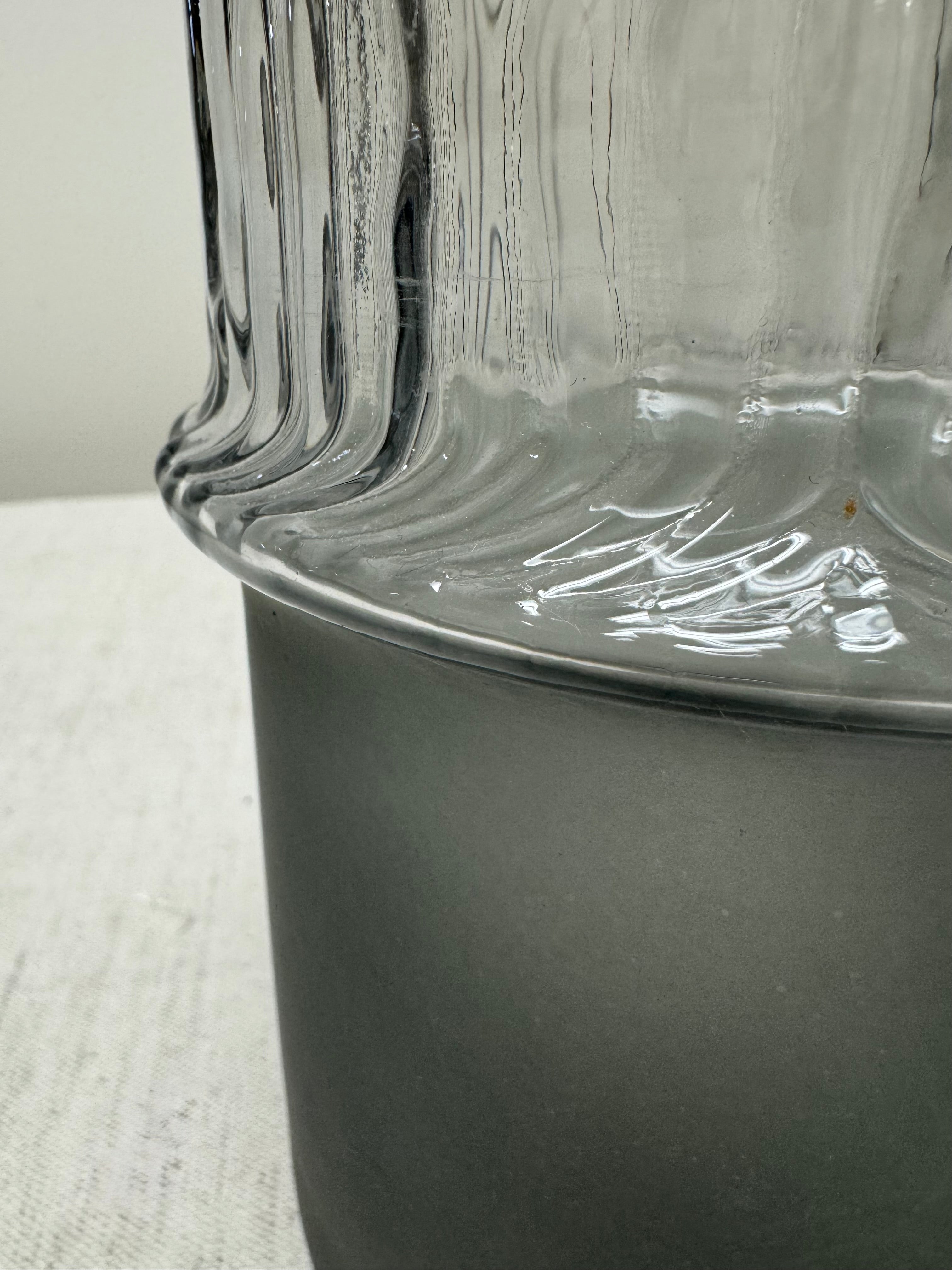 TORRE & TAGUS Smoke Gray Ribbed Glass 12" Vase