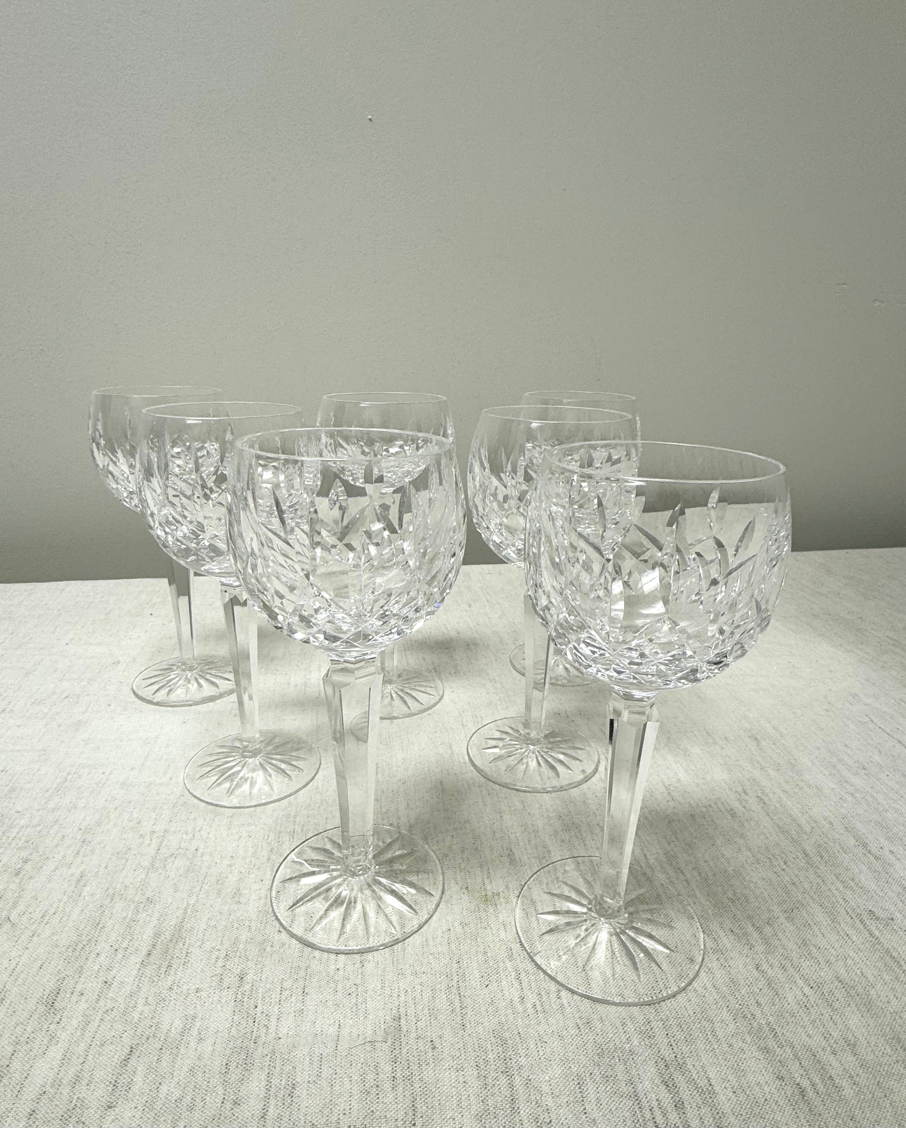 WATERFORD 'Lismore' Hock Wine Glasses Set of 7