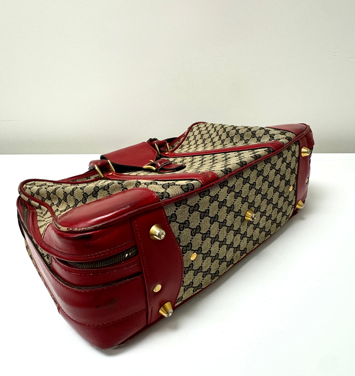 Vintage 1950s GUCCI Canvas & Red Leather Suitcase