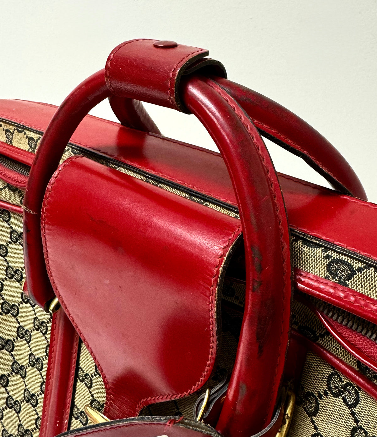 Vintage 1950s GUCCI Canvas & Red Leather Suitcase