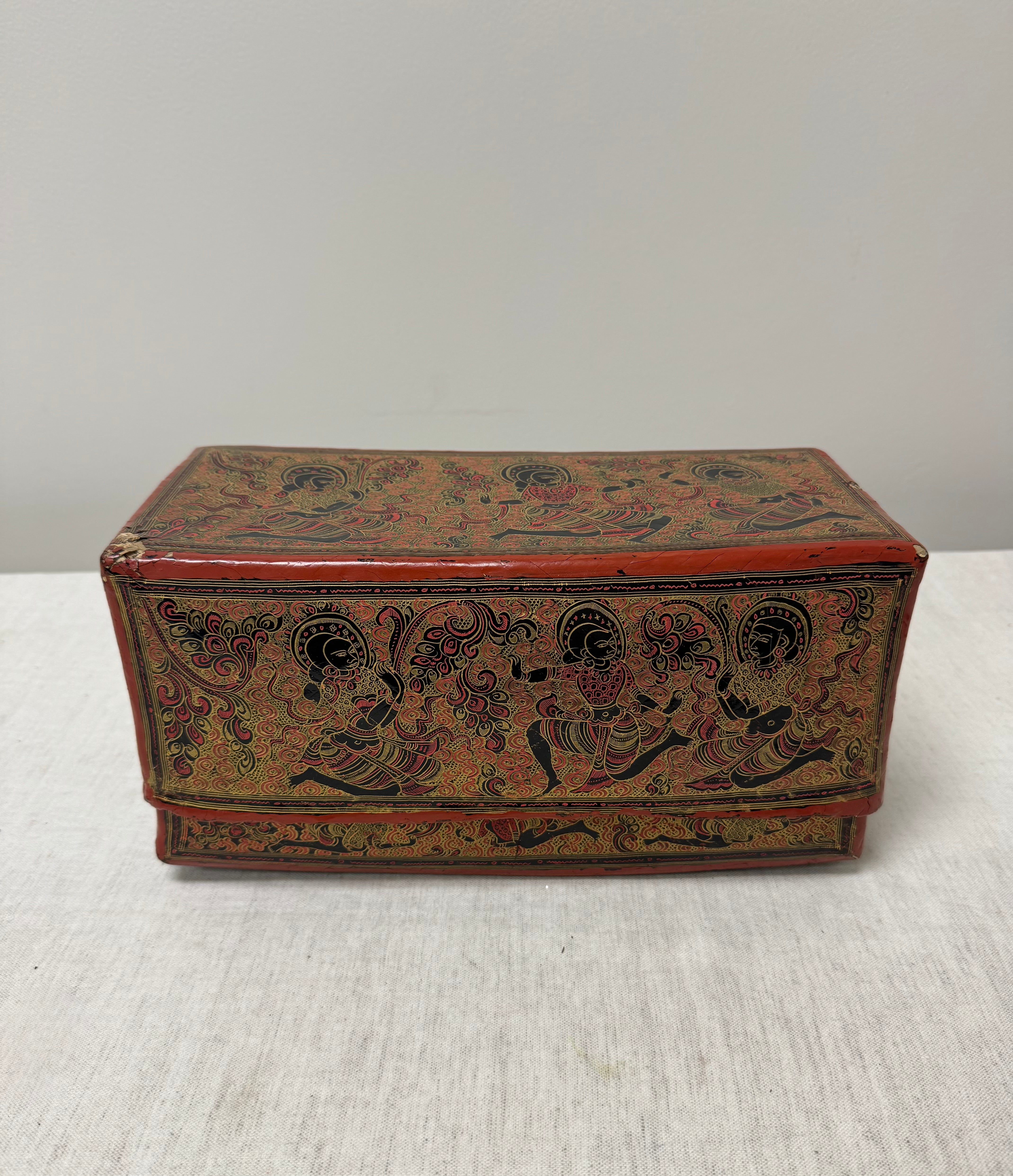 Vintage Thai Red Lacquerware Box