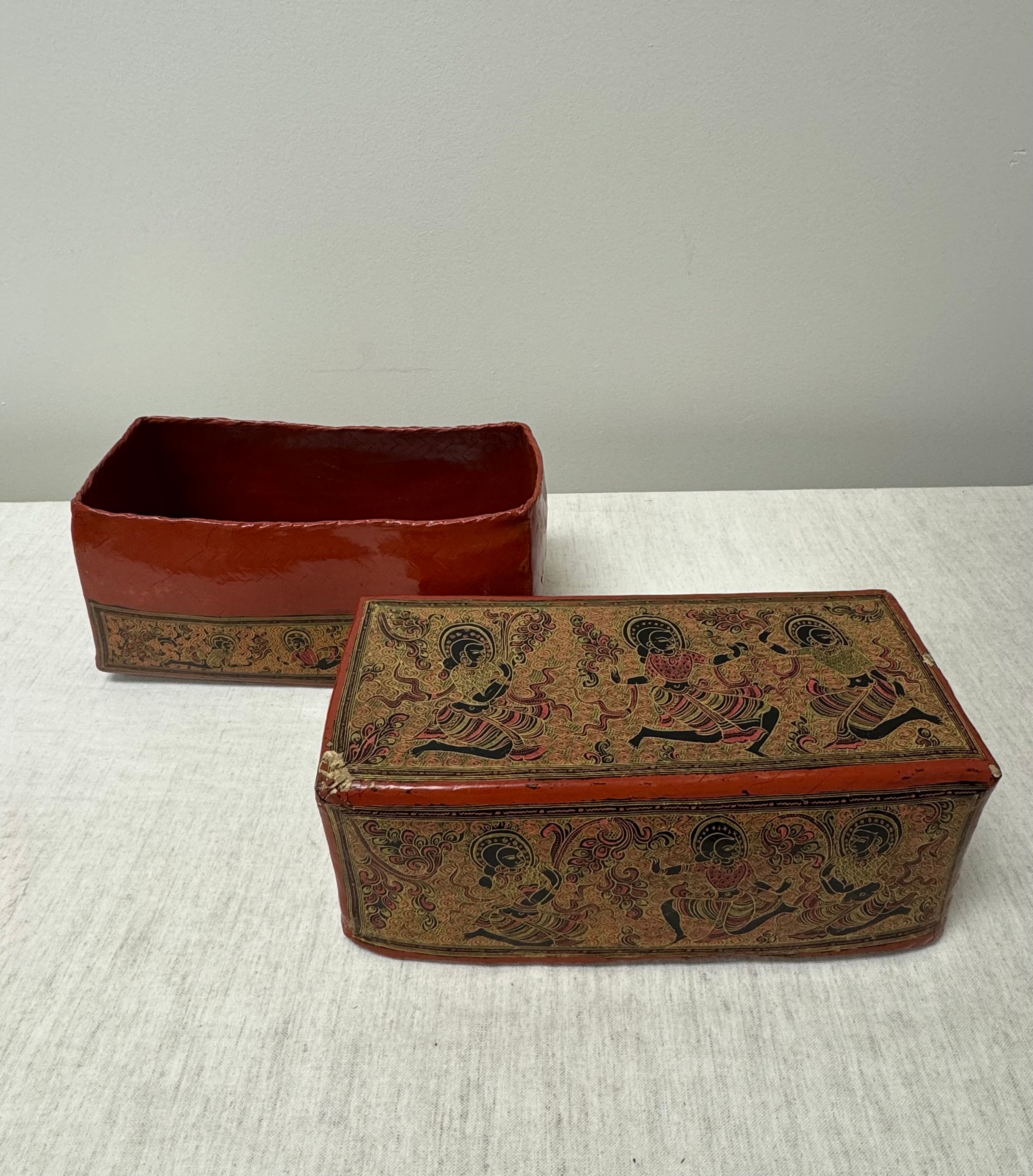 Vintage Thai Red Lacquerware Box