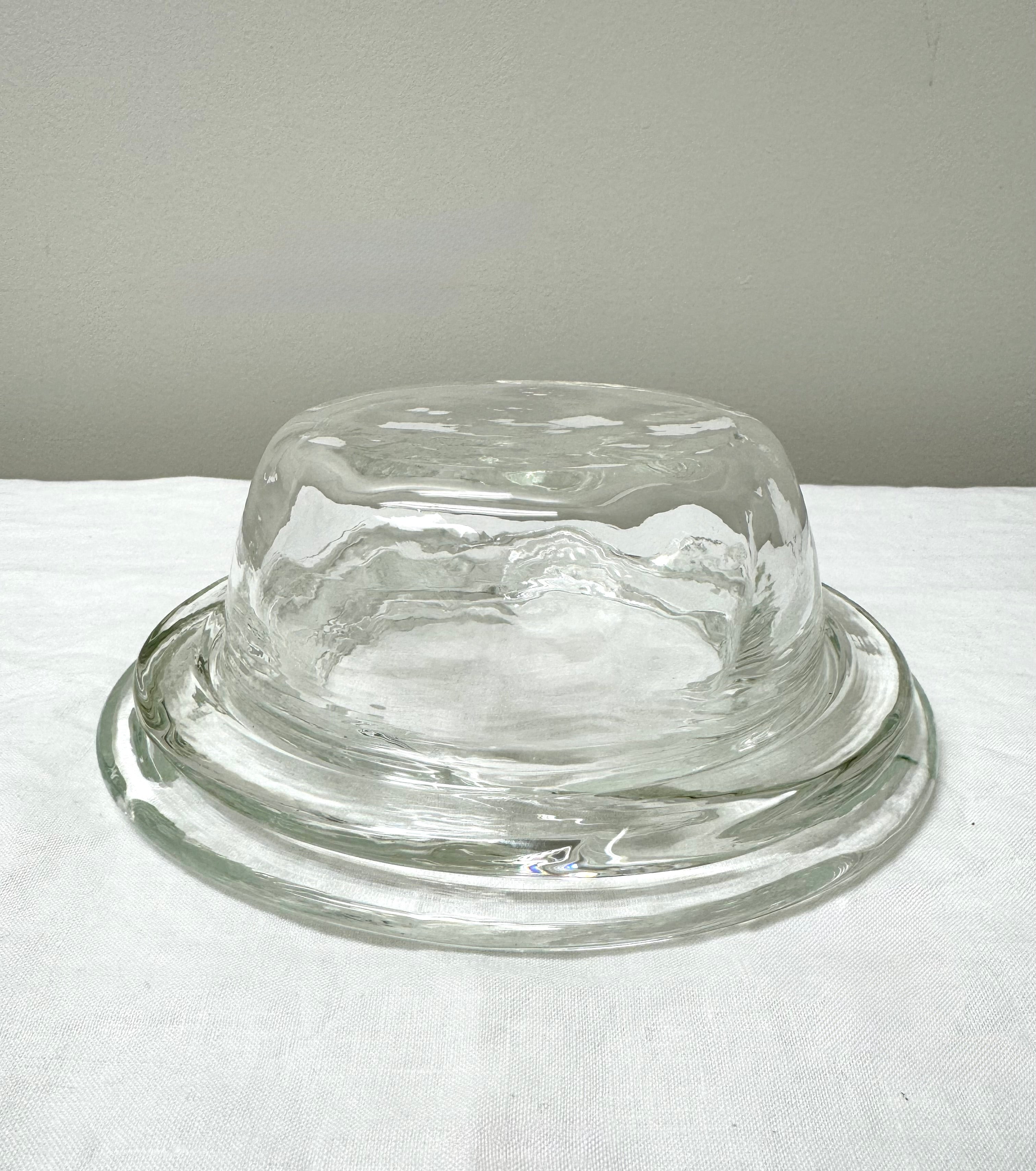 Clear Art Glass Serving Dish with Cloche
