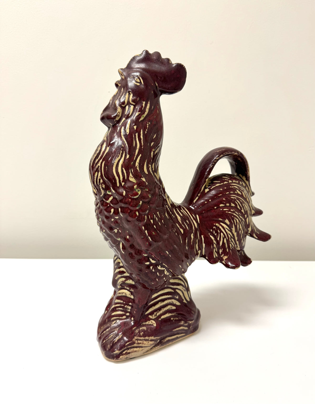 Dark Red Ceramic Rooster
