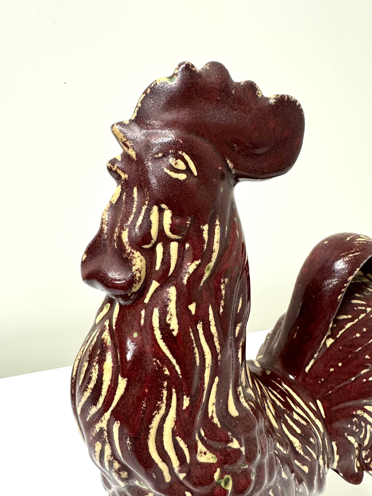 Dark Red Ceramic Rooster