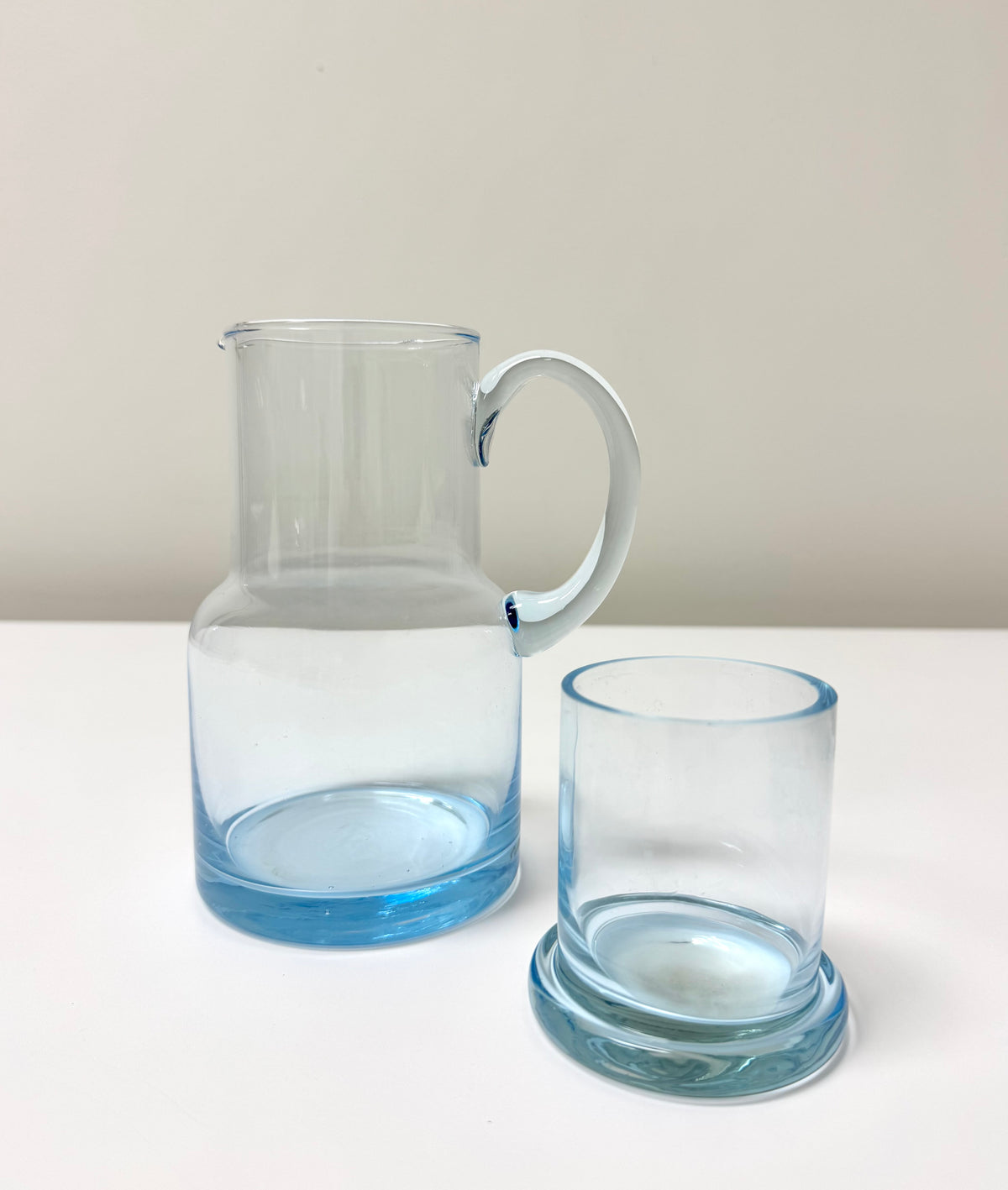 Aqua Blue Glass Bedside Carafe
