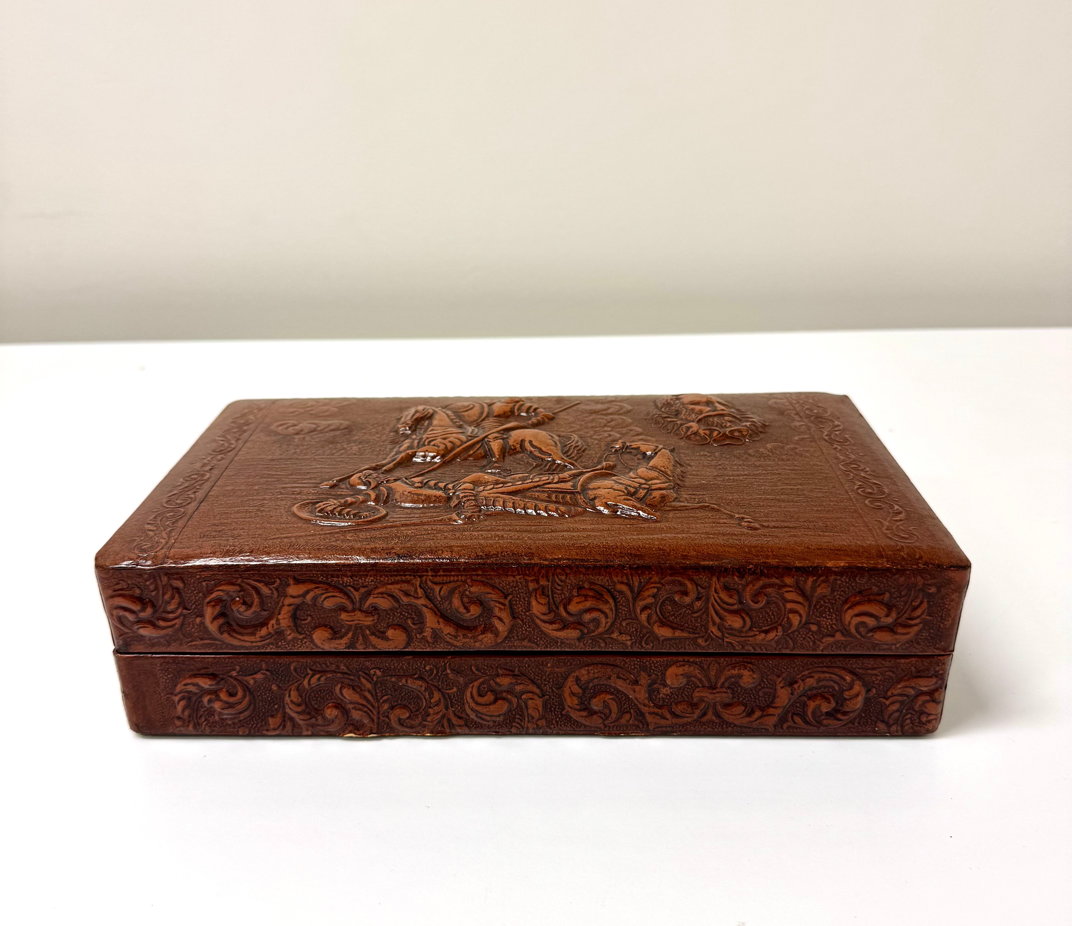 Hand-tooled Leather Cigar Box