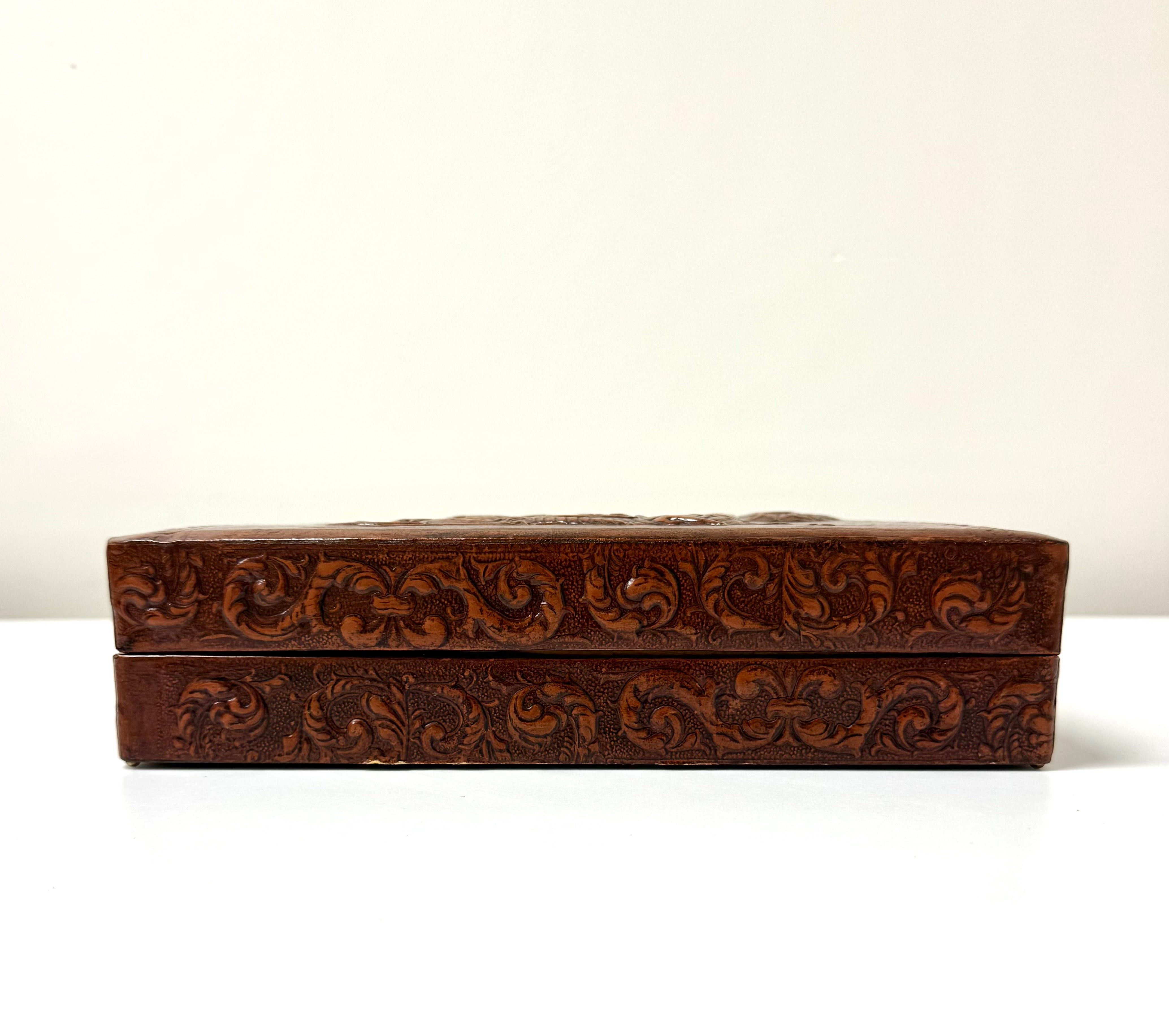 Hand-tooled Leather Cigar Box