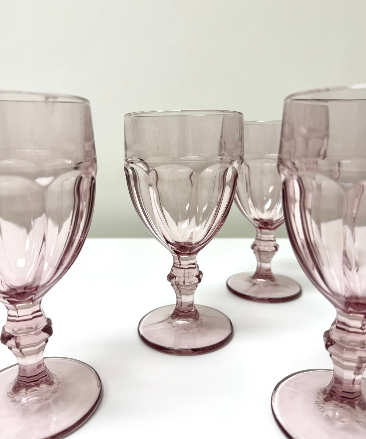 Vintage Gibraltar Pink Water Goblets Set of 4