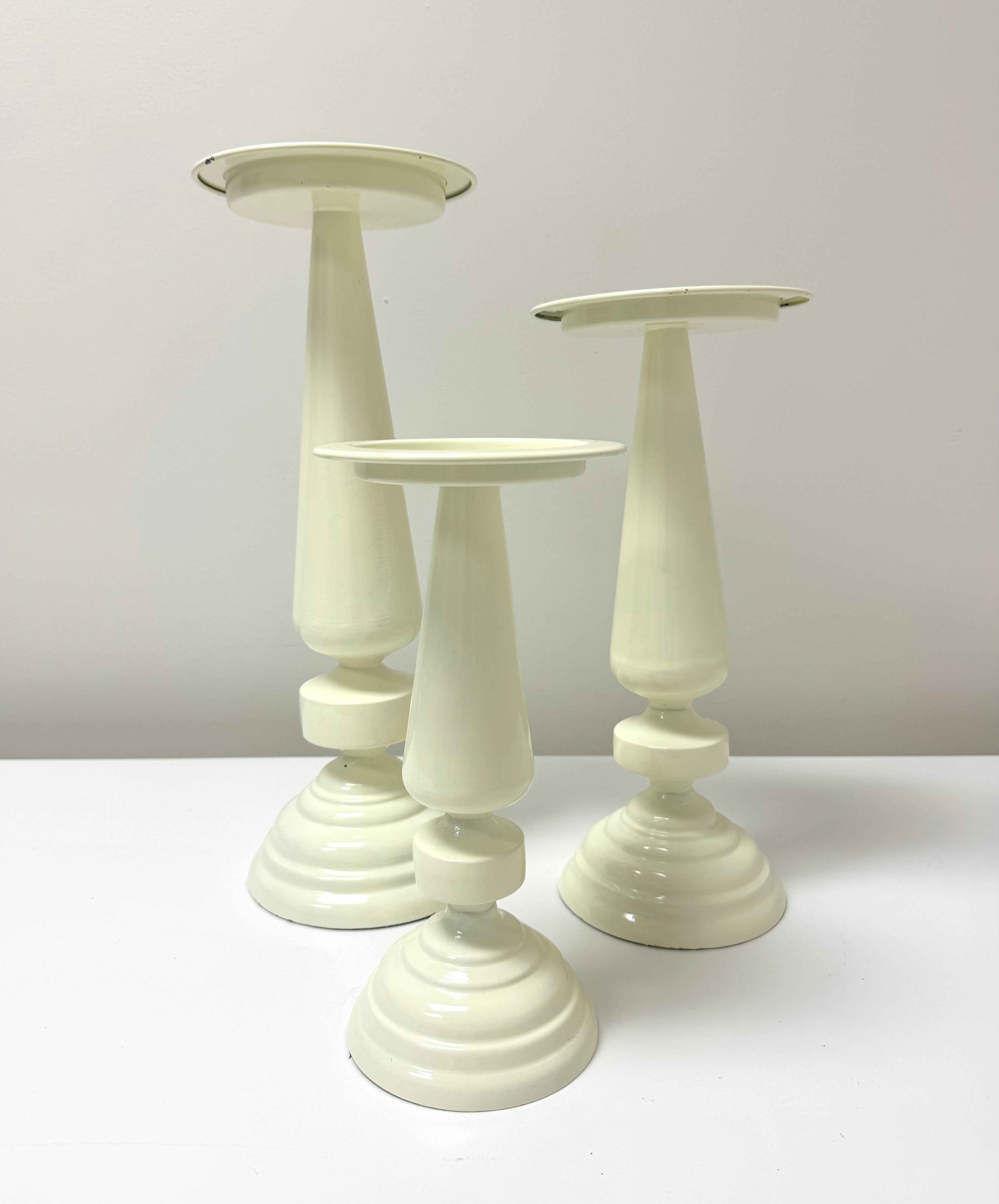 Cream Metal Pillar Candle Holders Set of 3