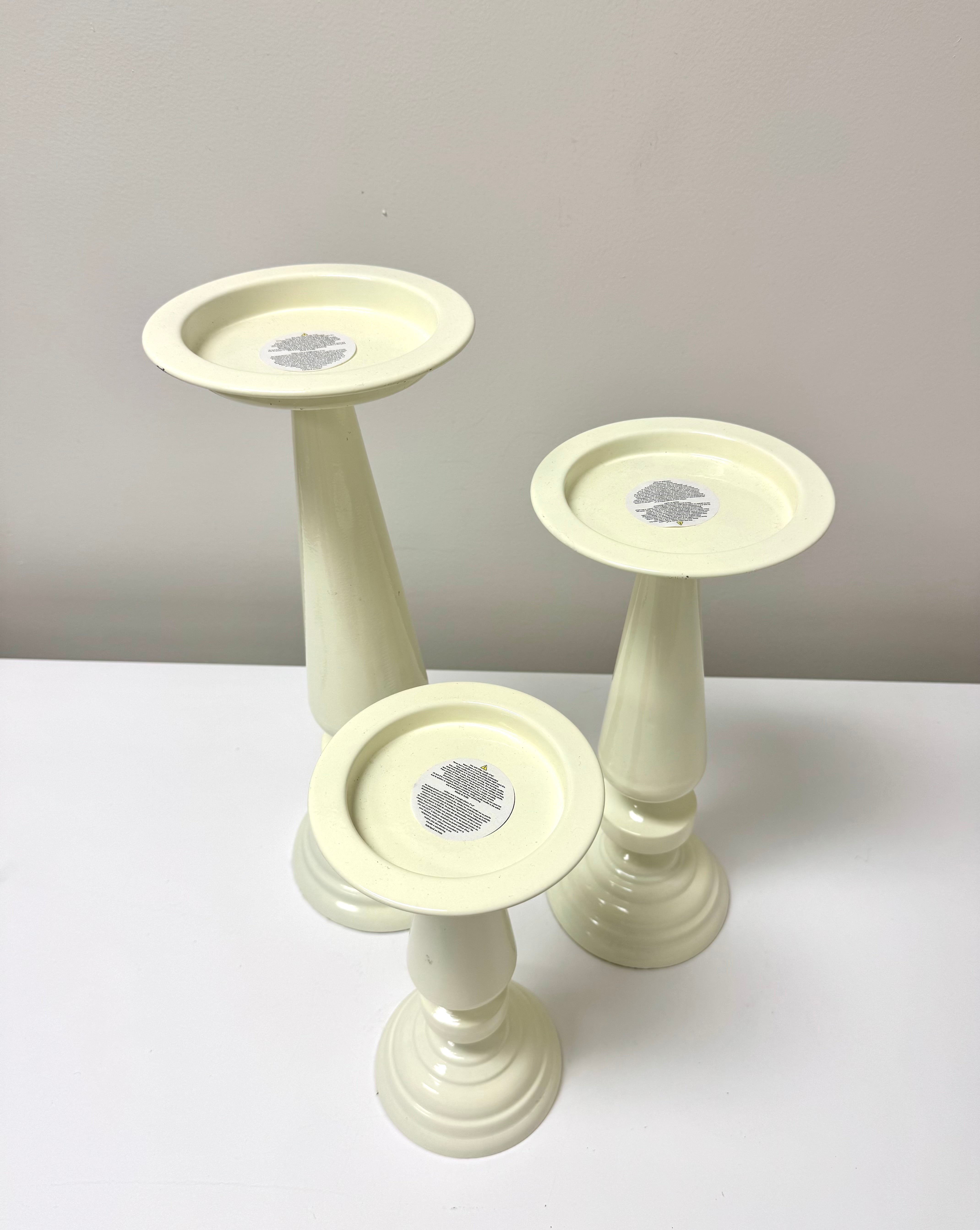 Cream Metal Pillar Candle Holders Set of 3