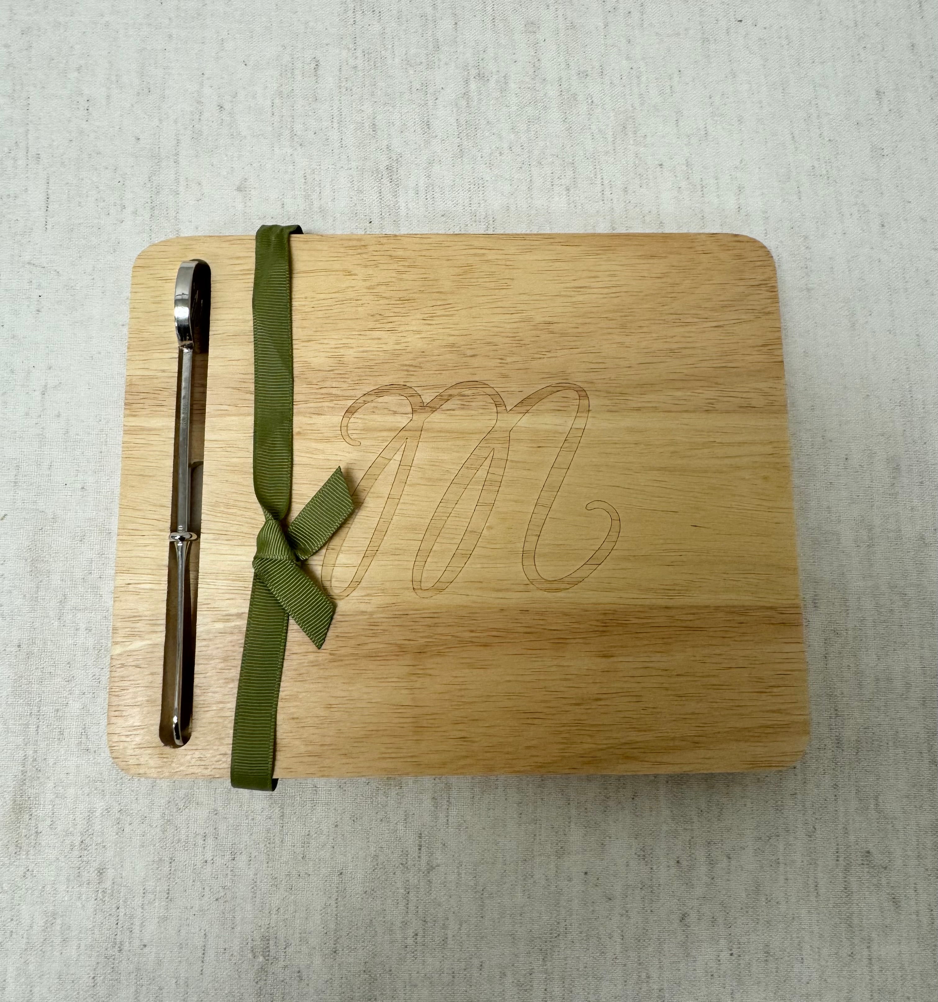NEW! INDIGO Monogrammed 'M' Cheese Board and Knife Set