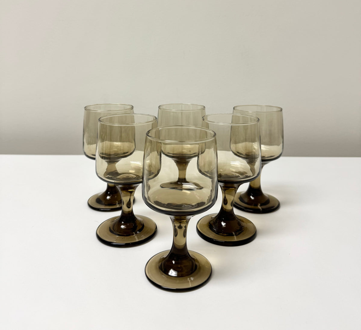 Vintage Tawny Smoke Water Glasses Set of 6
