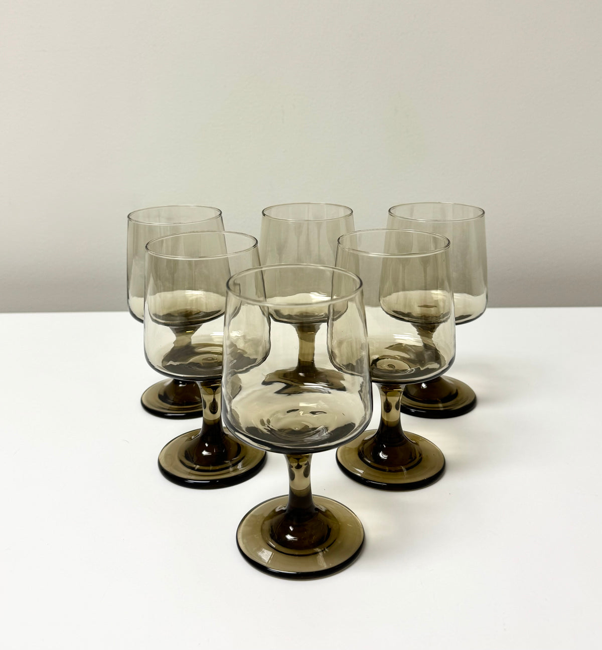 Vintage Tawny Smoke Wine Glasses Set of 6